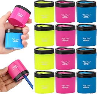 Mr. Pen- Manual Pencil Sharpeners, 12 Pack, Colorful | Portable Handheld Pencil Sharpeners with Snap-On Lid for Kids, School, Office, Home, Adults, Students, Class