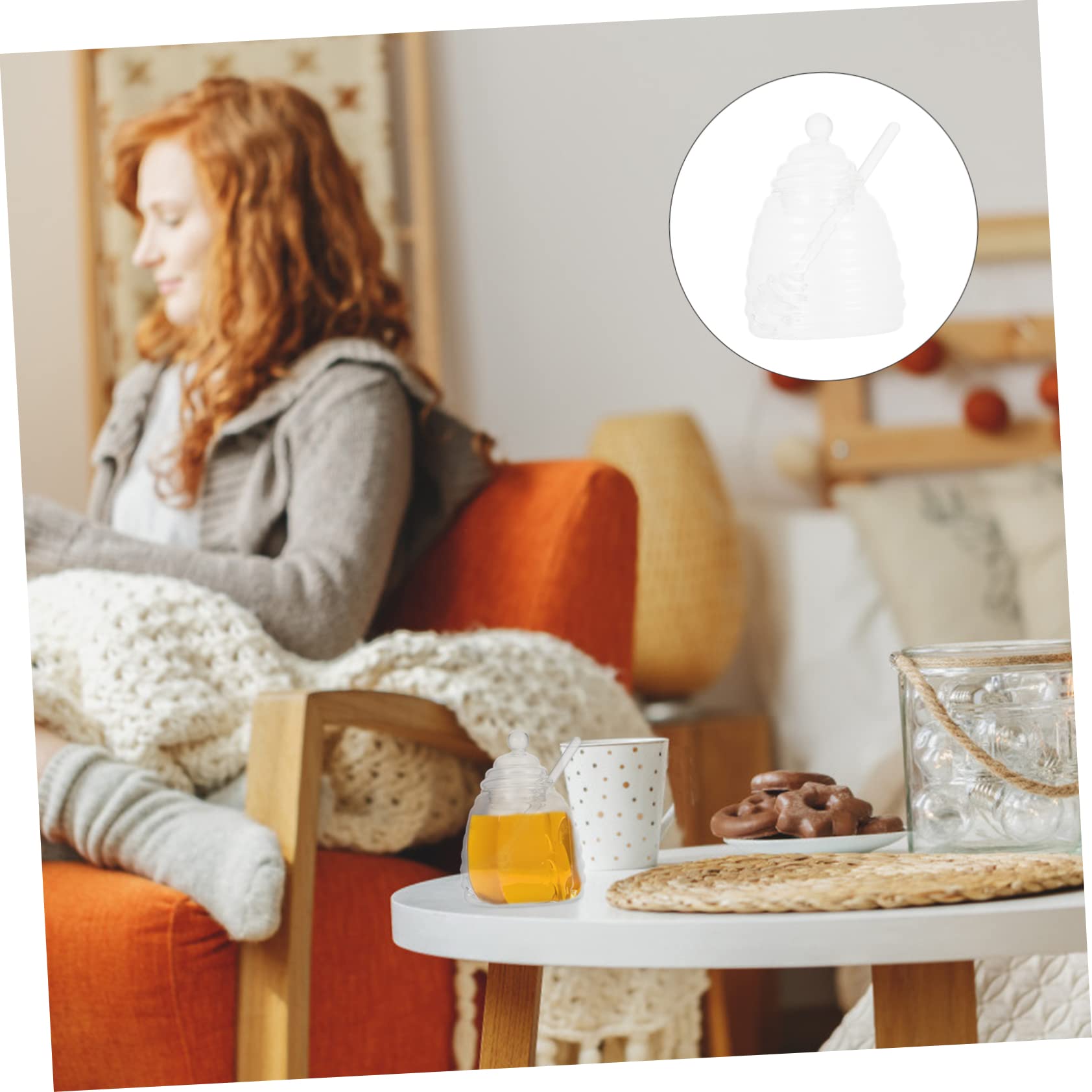 CIYODO Glass Honey Jar Lids Honey Pot Decor for Wedding Spoon Home Syrup Dispenser