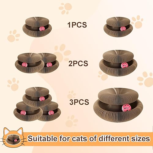 Miniatura 7 de 2PCS Interactive Cat Scratch Toys & Cat Scratching Board with A Ball,Foldable Recyclable Accordion Cat Scratcher with Different Shapes,Magic Kitten