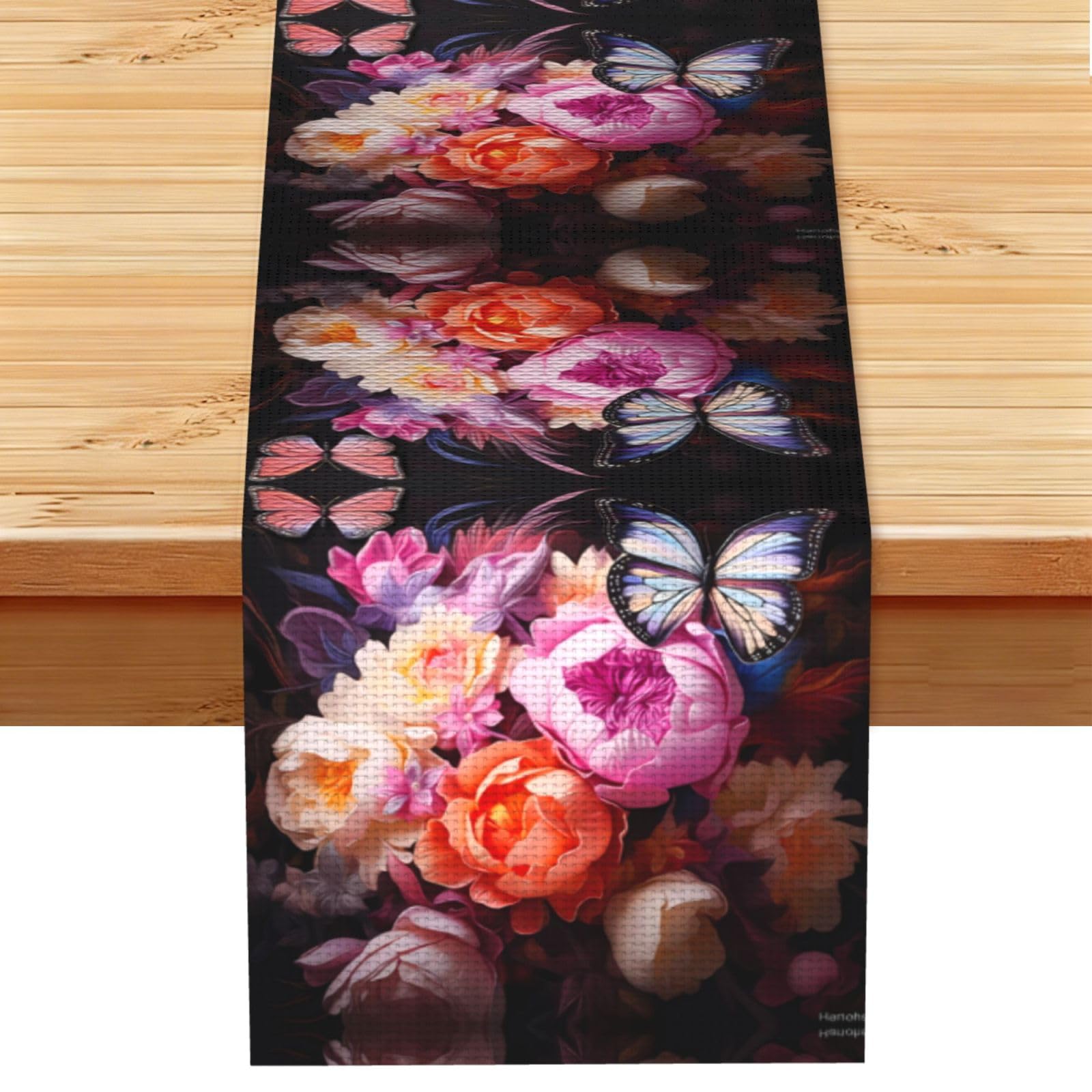 Butterflies and Fresh Bush Linen Feel Table Runner Wedding Party Home Decoration