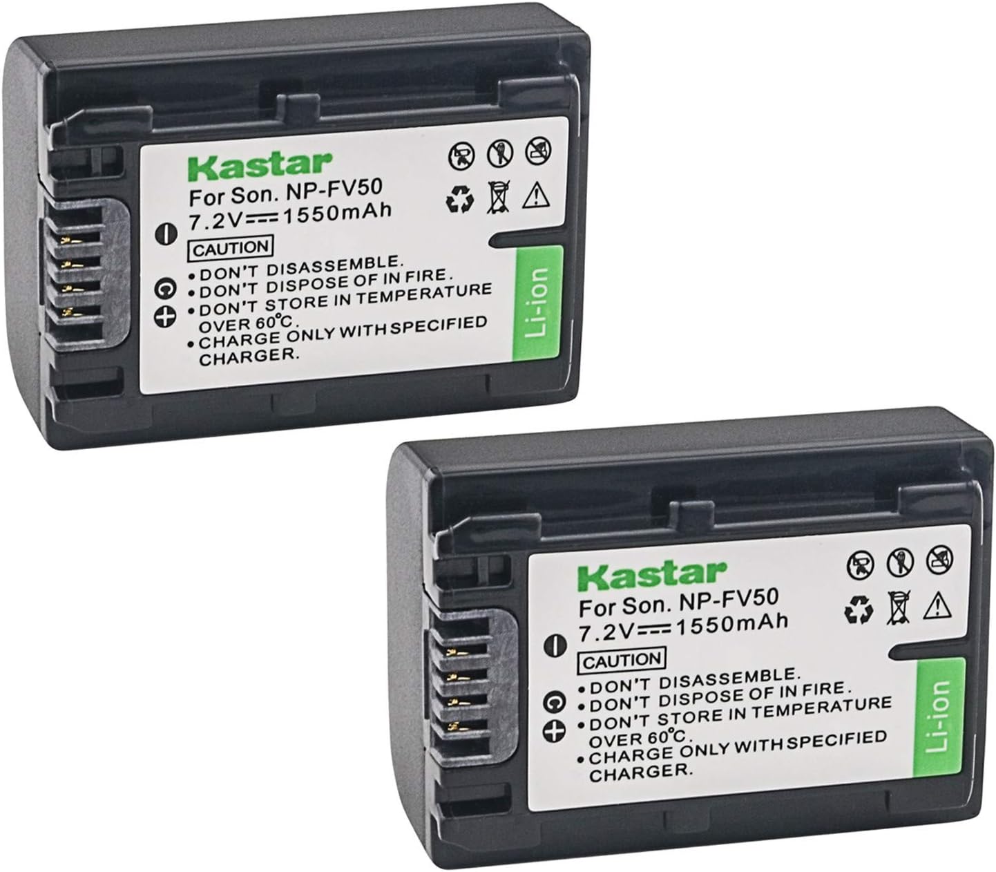 Kastar 2-Pack NP-FV50 Replacement Battery