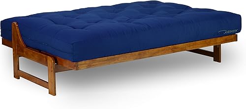 Miniatura 4 de Nirvana Futons Colchón de futón completo de felpa, cómodo de 8 pulgadas, sarga azul real, fabricado en Estados Unidos