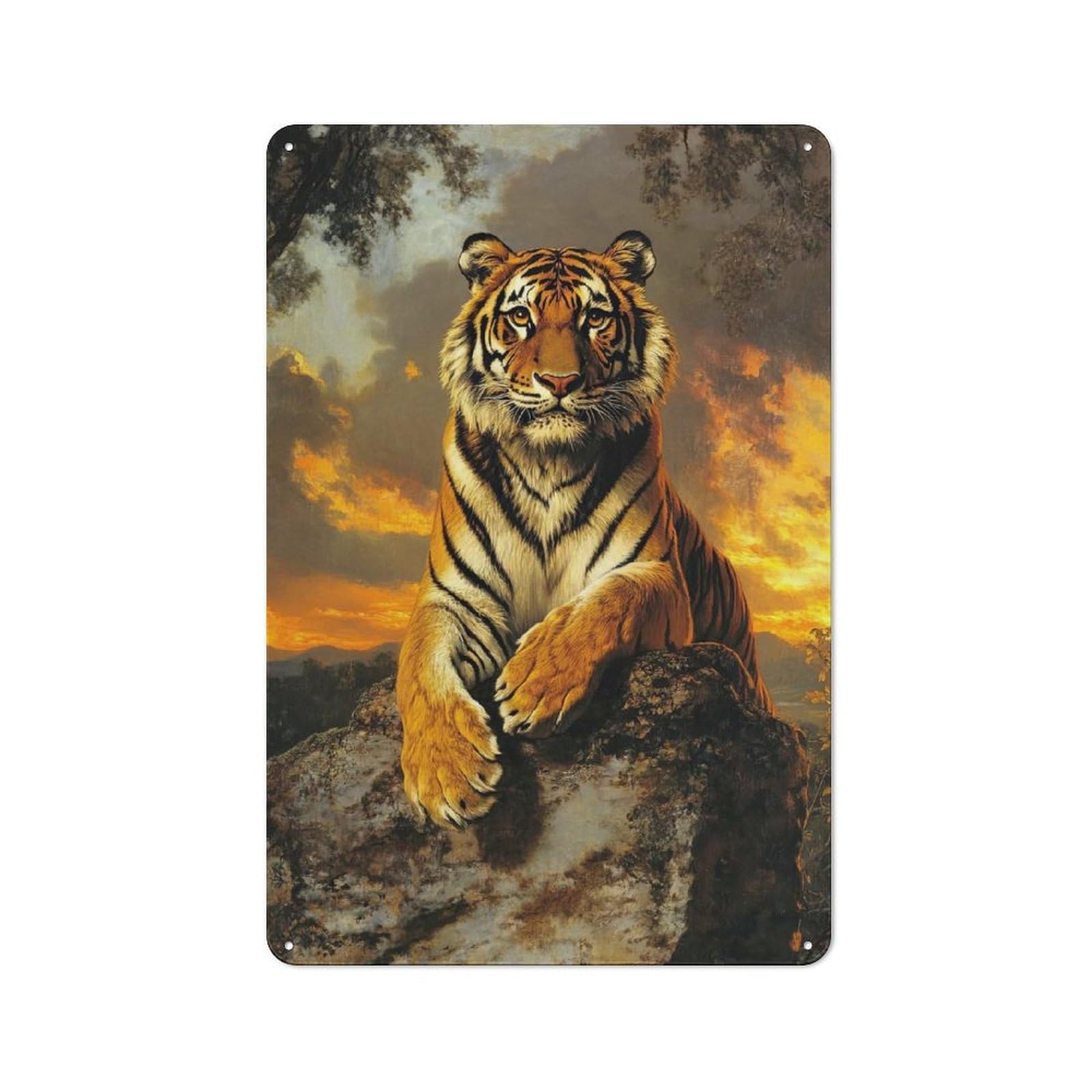 Junmoney Majestic Tiger At Sunset Vintage Tin Sign 30X20cm With For Kitchen Or Home Bar, For Metal Sign Collectors, For Kitchen And Home Bar Decor