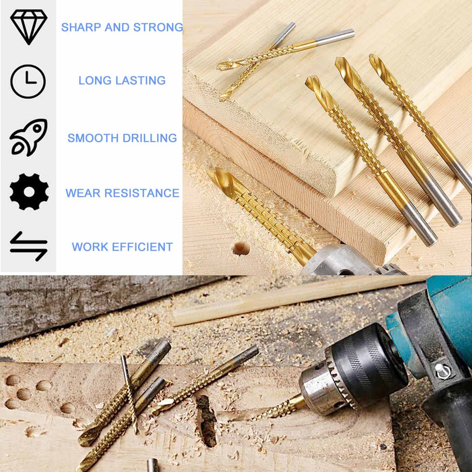 8 Pack Titanium Coated HSS Twist Drill Bits 3-10mm G48526
