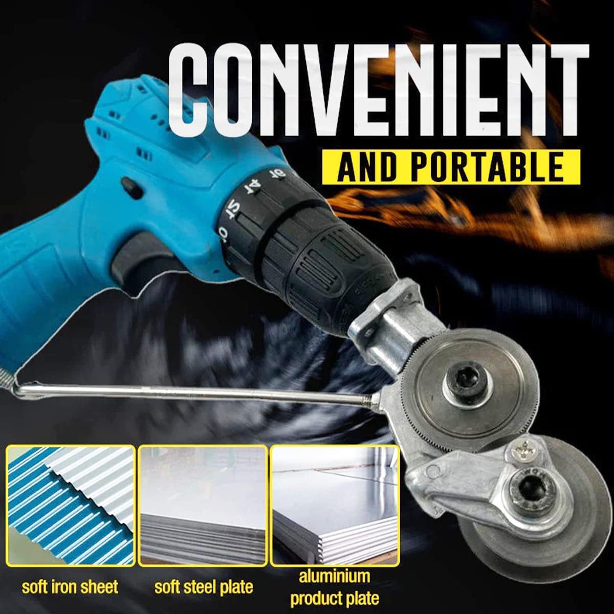 1Pcs Metal Nibbler Drill Attachment, Electric Drill Shears, Electric Drill Plate Cutter Attachment, Metal Cutter Sheet Drill Attachment for Metal Cutting