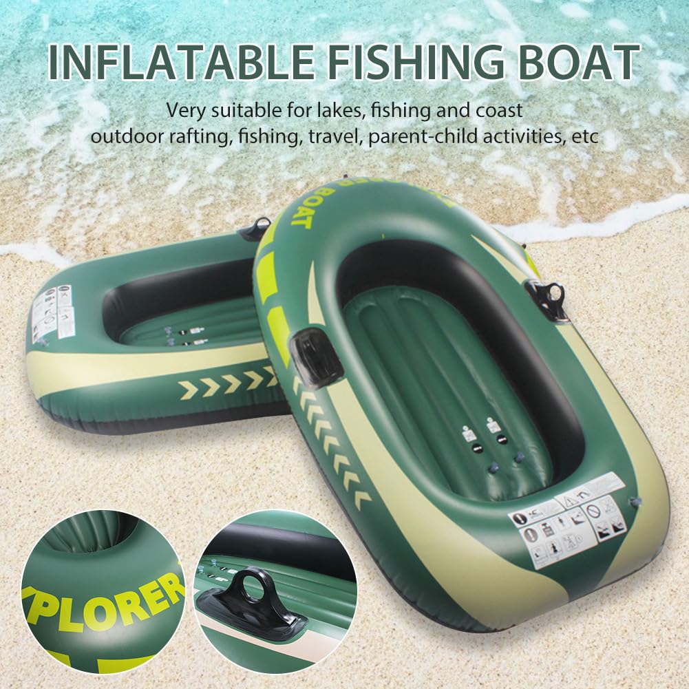 Inflatable Boat, 150x100cm Schlauchboote, 1 Personen Angelboot Aufblasbar Für Erwachsene, Kajak, Verdicktes Faltbares Tragbares Fischerboot Für Treibende Wassersportarten Im Freien, PVC