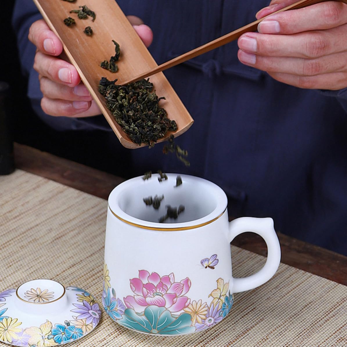 Gadpiparty Taza de Té con Filtro y Tapa de Cerámica Fácil de Limpiar para Oficina y Hogar, Taza Creativa para Beber Agua Diaria con Diseño Funcional y Multiuso
