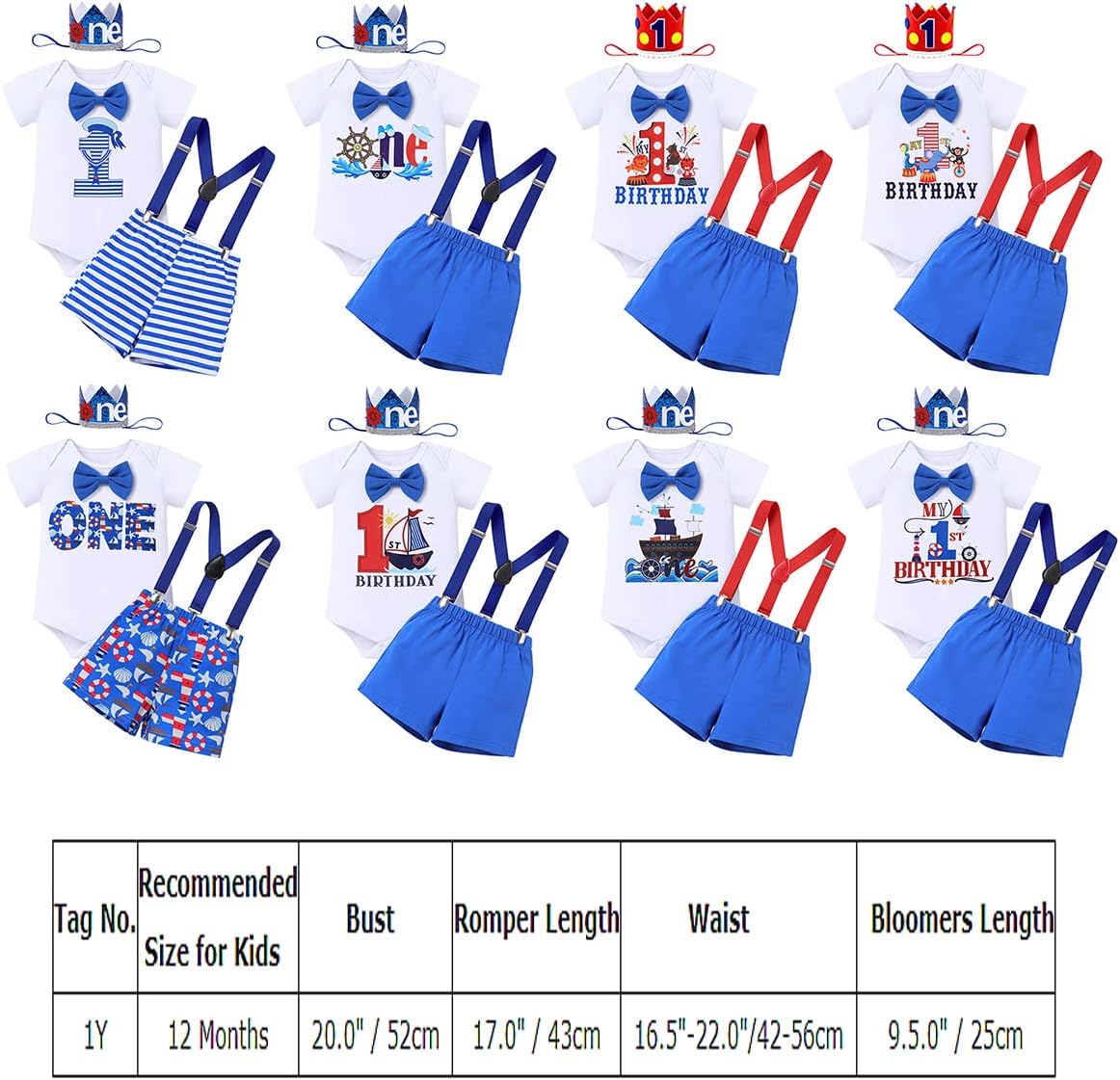 IBTOM CASTLE Baby Boy Circus Carnival First Birthday Outfit Clown Romper Bodysuit Shorts Crown Cake Smash Clothes Set - Image 7