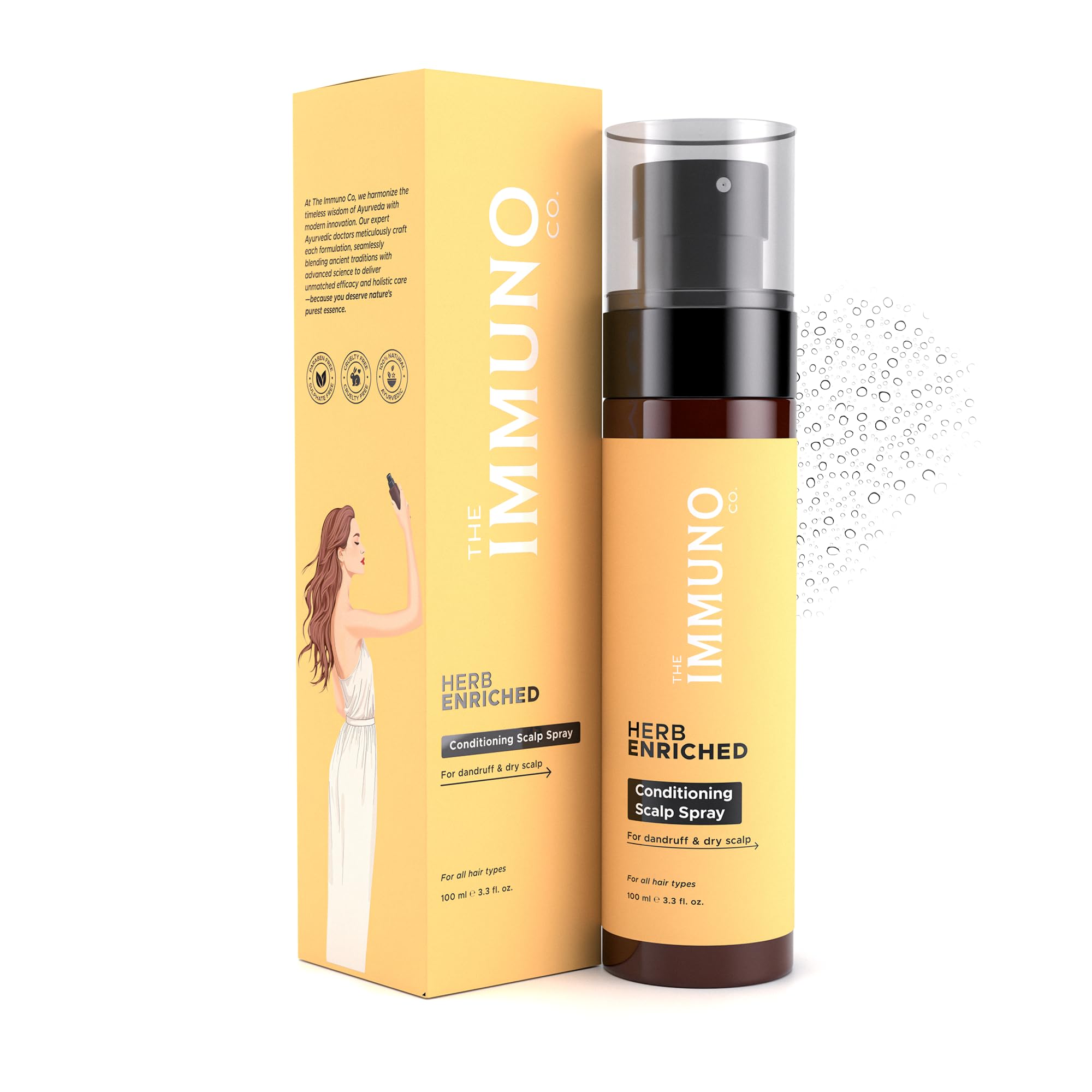 The IMMUNO Co. Herb-Enriched Conditioning Scalp Mist for Dandruff & Dry Scalp | PH Balancing & No-Rinse Formula | Soothes Scalp Irritation | For Men & Women | 100 ml-image-13