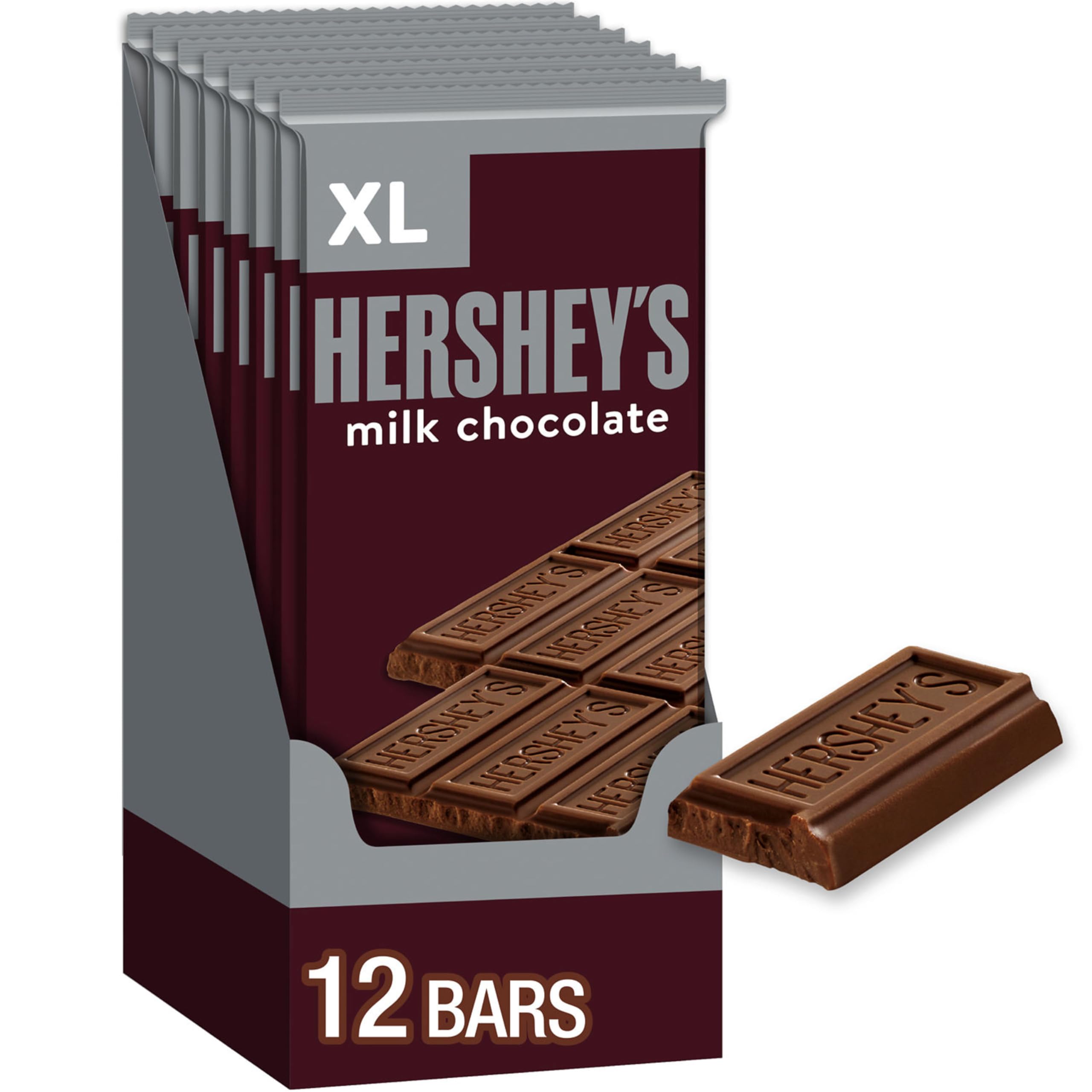 HERSHEY'SMilk Chocolate XL, Candy Bars, Halloween Candy, 4.4 oz (12 Count, 16 Pieces)