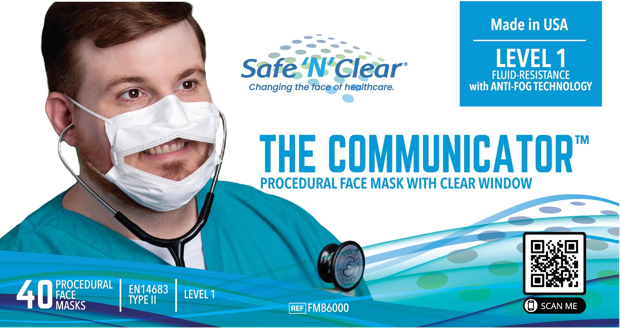 Safe N Clear Communicator Surgical Mask (40 pack) | Medical Grade Disposable Face Masks | Transparent Protective Masks