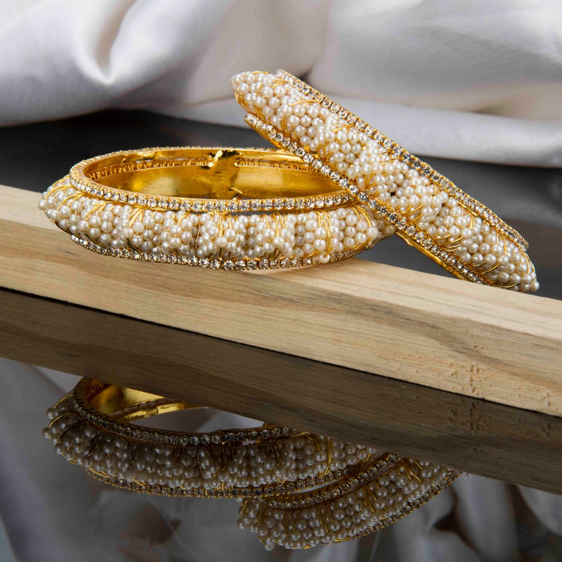 Handcrafted Pearls Studded Traditional Bangles Set