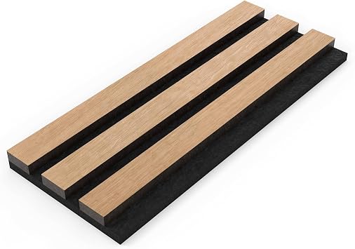 WVH WVH Luxury American Oak Grey Felt Acoustic Slat Wood Wall Panel Sample, Premium Finish, Interior Decor for Walls & Ceilings, Noise Cancelling & Sound Absorbing for Home, 1pc