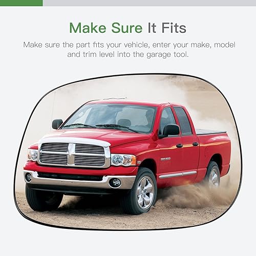 Miniatura 2 de SCITOO Espejo retrovisor lateral para conductor, espejo lateral izquierdo, para Dodge 2002-2004 para Dodge para Ram sin calefacción, cromado plano,