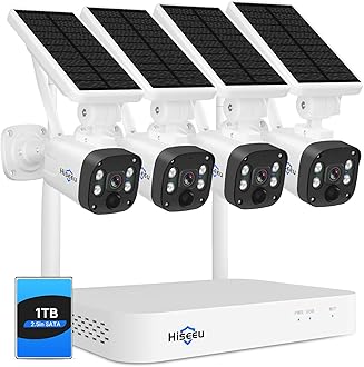 [1TB HDD,4MP Spotlight] Hiseeu Solar Wireless Security Camera System,10CH HD 4K NVR,Night Vision, 2-Way Audio, PIR Motion Detection,Motion Record, Outdoor Home Surveillance