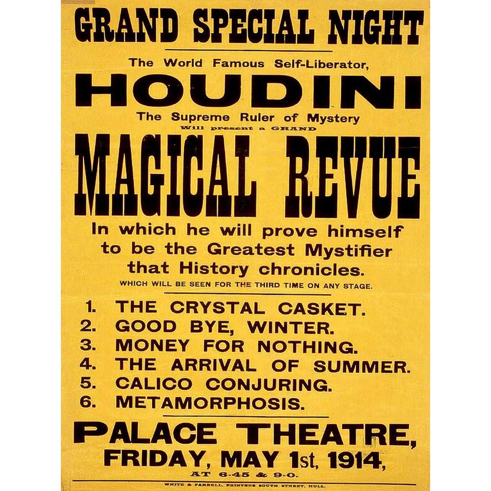 Wee Blue Coo Houdini The Magician Vintage Advertising Art Print Poster Wall Decor 12X16 Inch