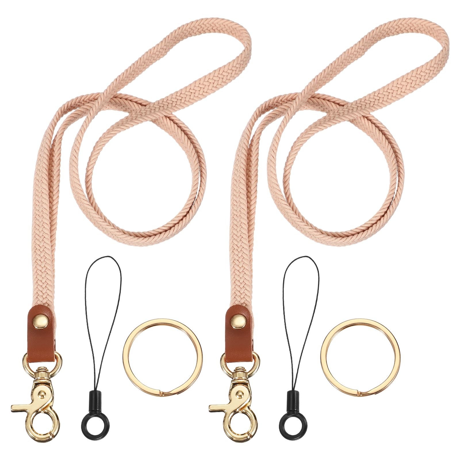 PATIKIL 2Pcs Stretchy Lanyards, Retractable Neck Lanyards with Lobster Clasp Elastic Long Keychain Holders for Teacher Women Men Holding Id Badges Wallet Phone, Pink