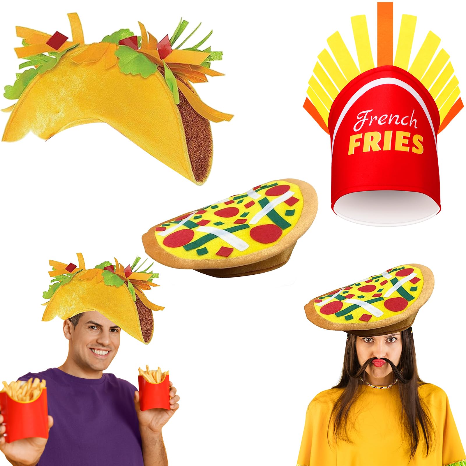 2 piezas divertido sombrero de patatas fritas para perros calientes franceses, sombrero para disfraz de fiesta