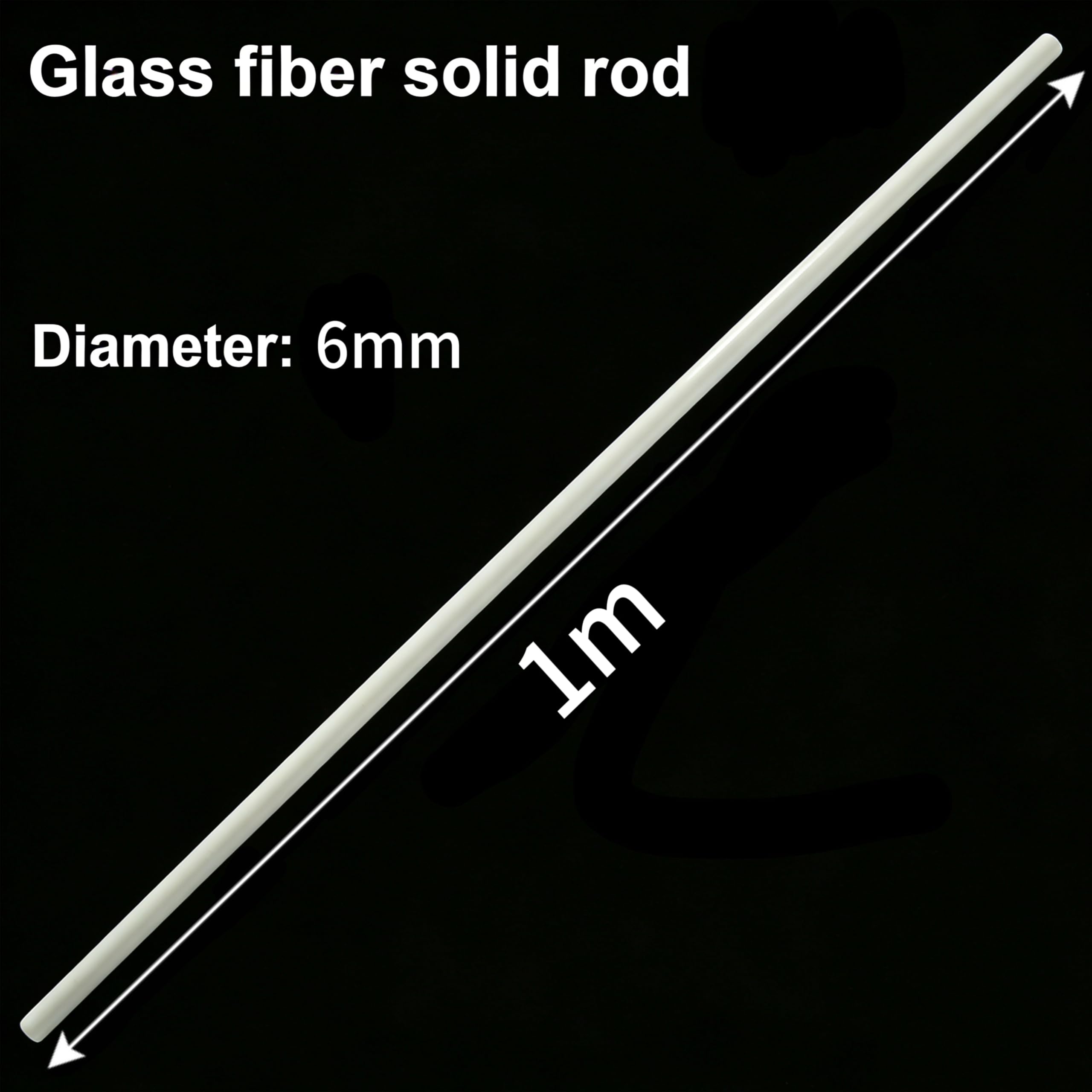 Bâton en Fibre de Verre Blanche 1 m Barre Solide GFRP léger Stable Droit 2 bâtons par Paquet pour Plantes Jardin DIY Bricolage Construction,6mm