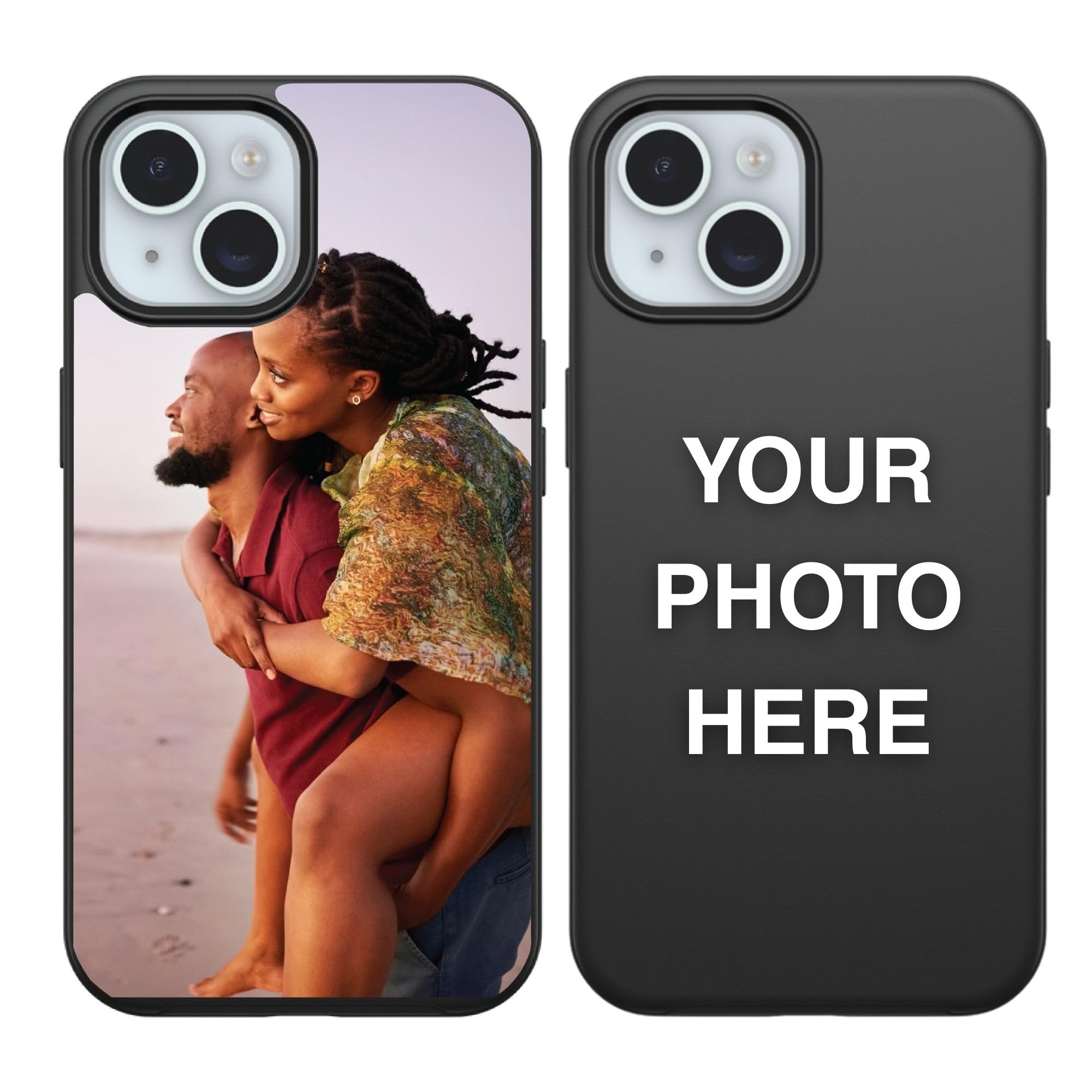 OtterBox Symmetry+ iPhone 15 Plus/14 Plus Custom Case, Black - Personalized Photo Gift - MagSafe, Shockproof & Raised Edges Protective Cover, Create