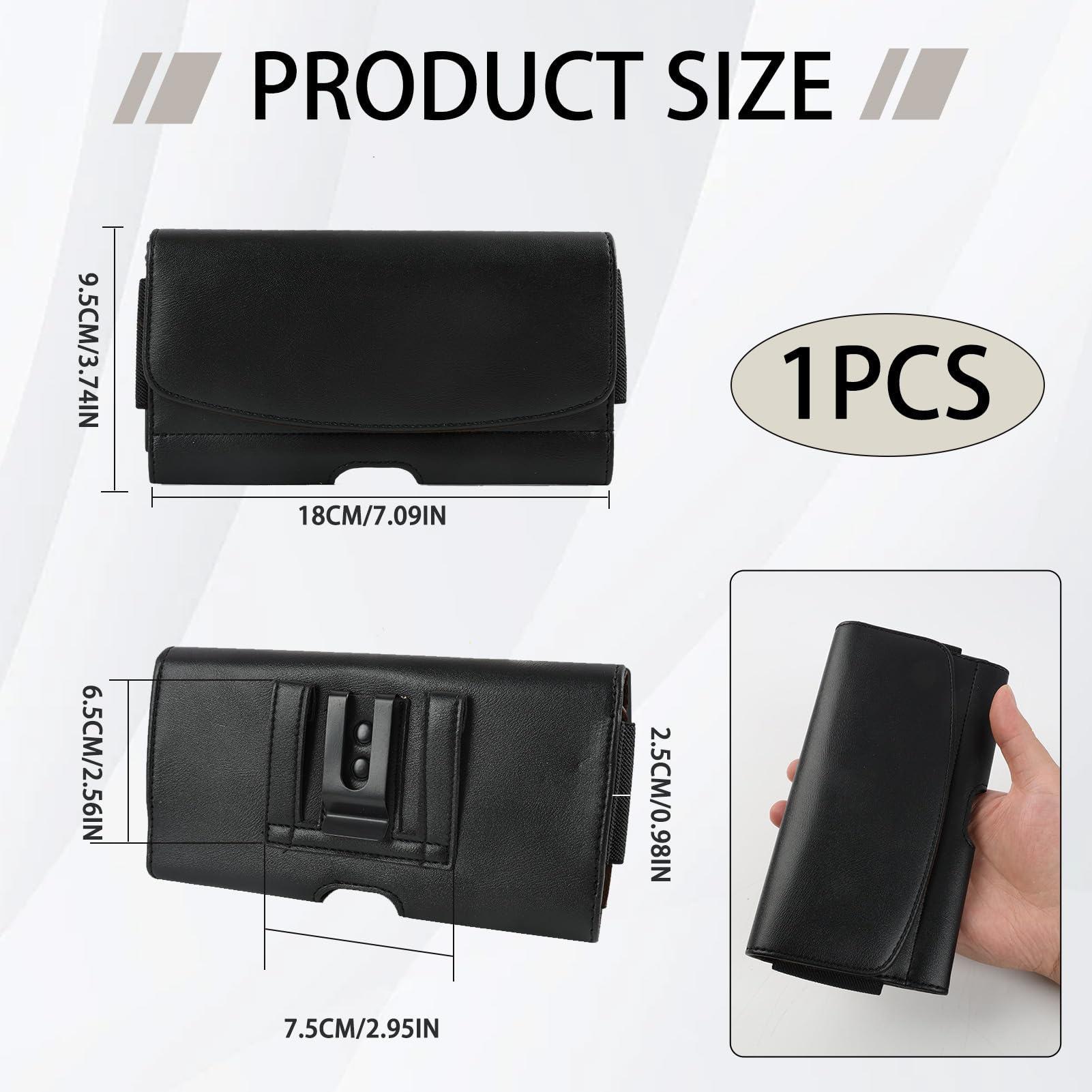 Uniwersalny skórzany futerał na pasek, skórzana pozioma torba na telefon, etui na pasek do Galaxy S24 do S6, IP 15 do 6 Plus, wytrzymałe, odporne na zarysowania etui do bezpiecznego transportu