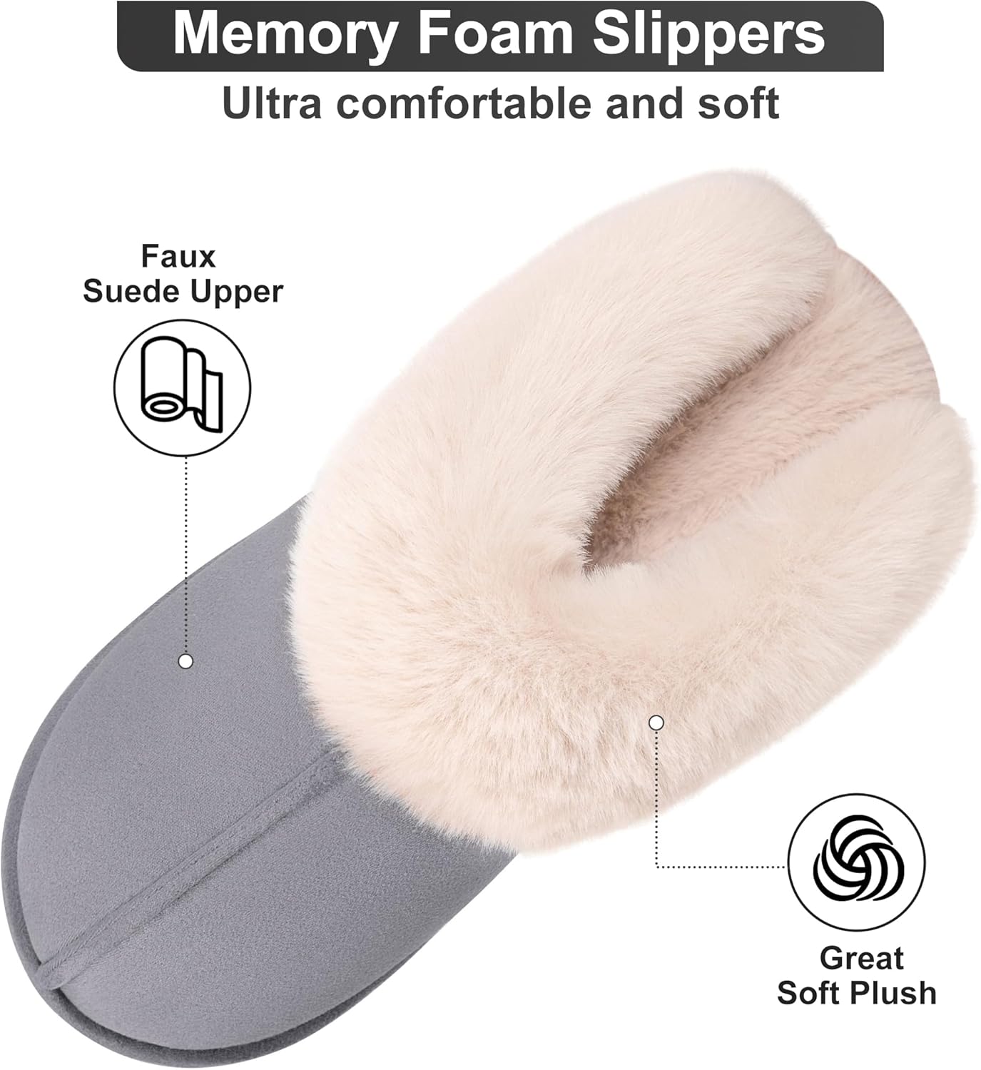 Metog Women's House Slippers Fluffy Soft Warm Slip On Bedroom Shoes Anti-Skid Cozy Plush for Indoor Outdoor - Image 3