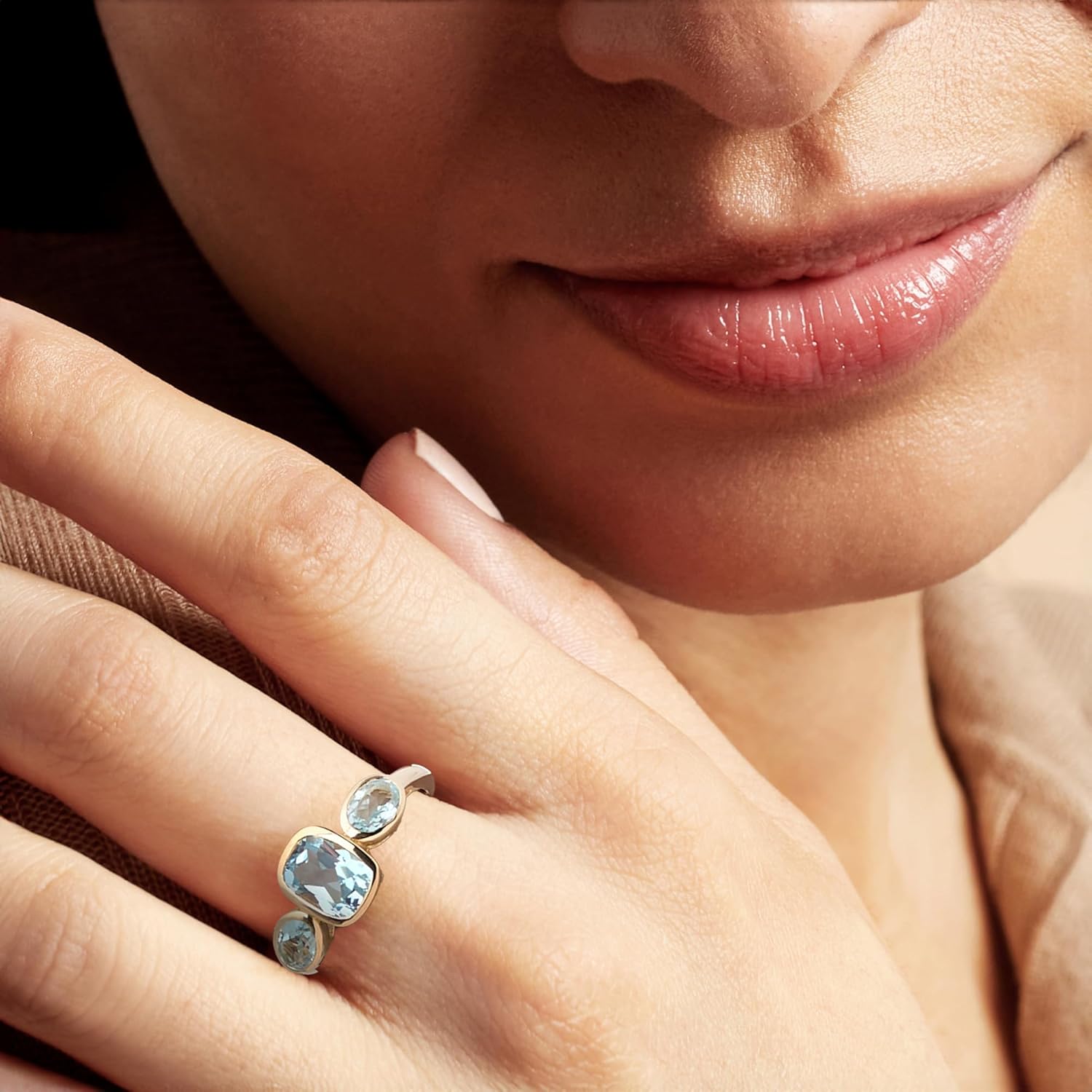 Ross-Simons 2.60 ct. t.w. Sky Blue Topaz 3-Stone Ring in 18kt Gold Over Sterling