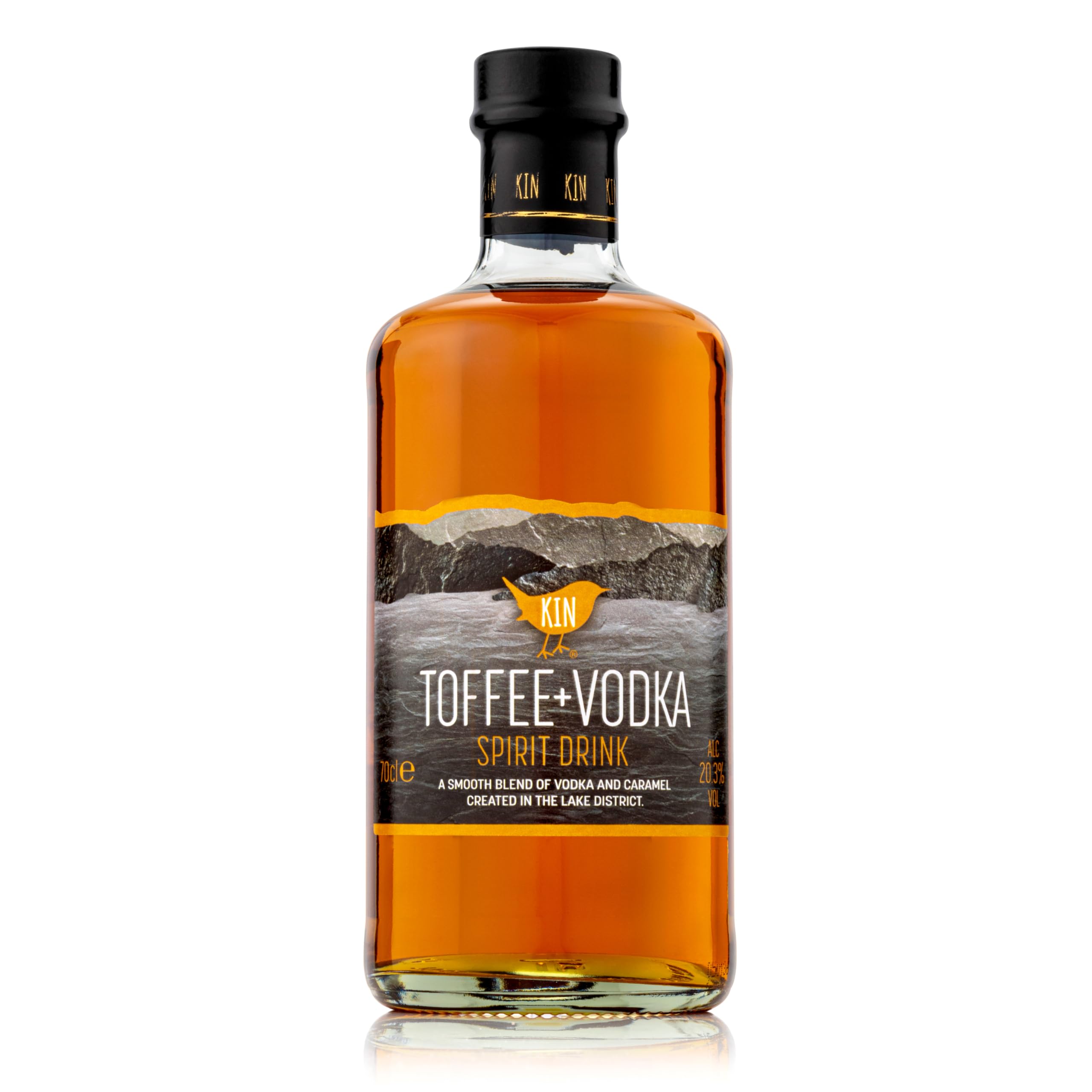 Kin Vodka Toffee Vodka Spirit Drink 20.3% ABV - Vanilla and Toffee Premium Blend, Blended in Small Batches. Created in the Lake District, 70cl Bottle