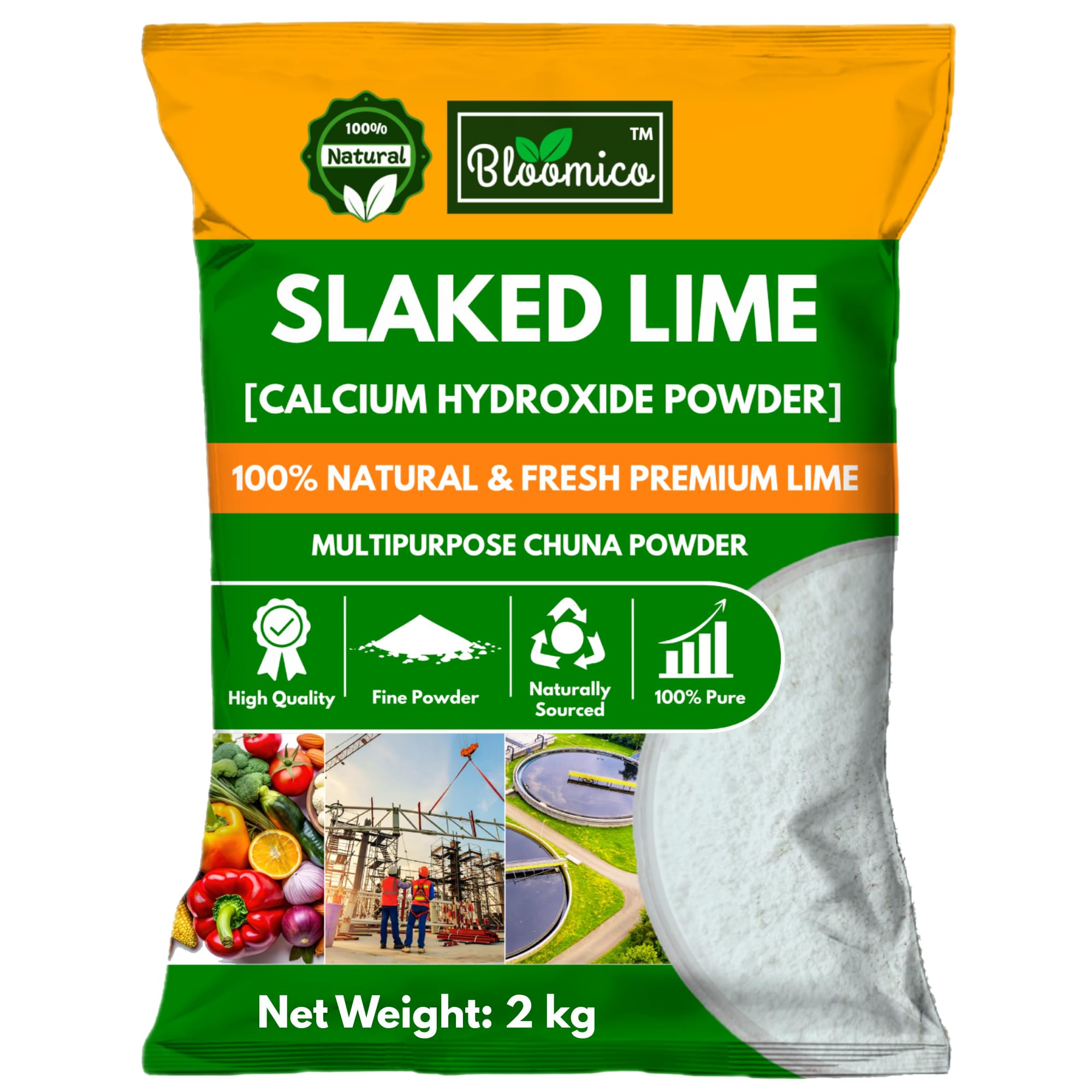 Bloomico Slaked Lime Powder 2 KG | Chuna Powder | Calcium Hydroxide | Hydrated Lime for Whitewash, Agriculture, Water Treatment, Construction, Food, Leather, Chemical Industry, DIY, Soil pH-image-13