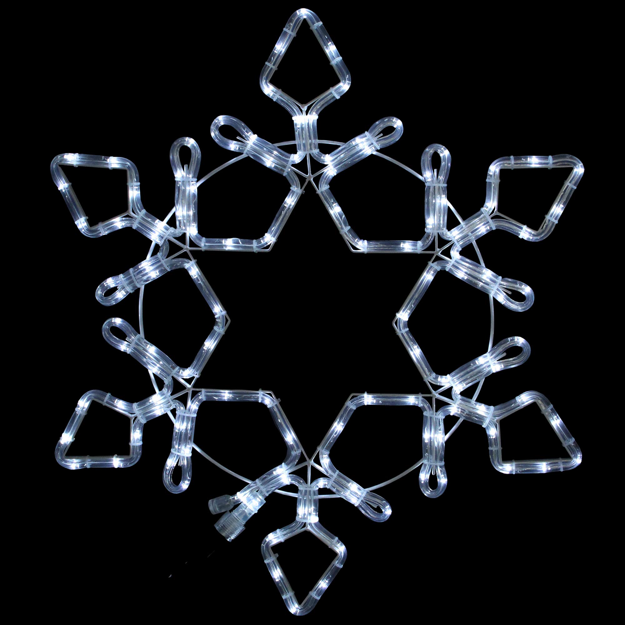 LED Rope Light Snowflake Commercial Christmas Decoration - 3' - Pure White Lights