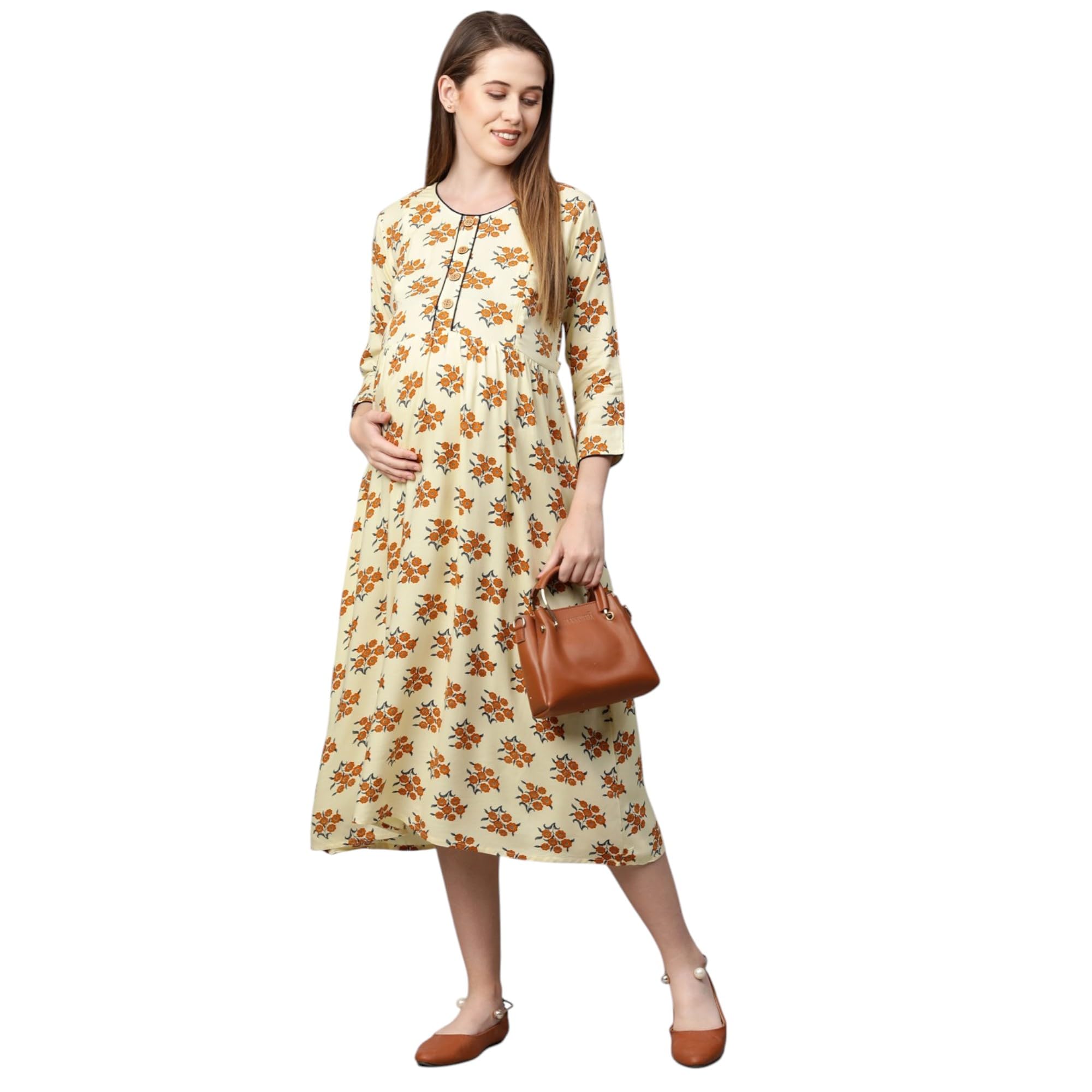 momtobe Women's Rayon Maternity Kurti/Pregnancy Kurta/Easy Breast Feeding/Breastfeeding Kurta/Western Kurti with Zippers for Nursing Pre and Post Pregnancy-picture-16