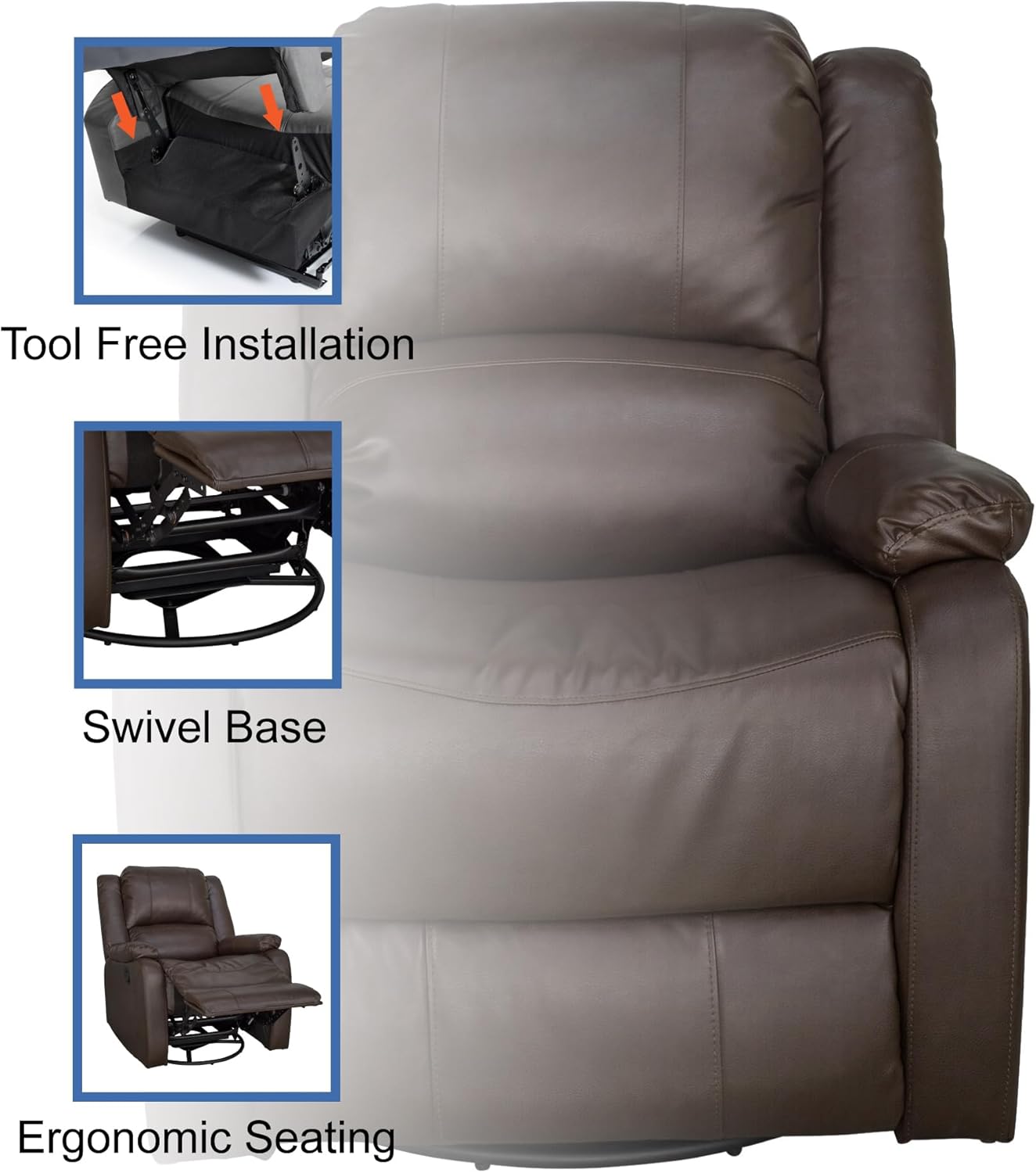 RecPro Charles Collection | 30" Swivel Glider RV Recliner | RV Living Room (Slideout) Chair | RV Furniture | Glider Chair (Chestnut, 2-Pack)