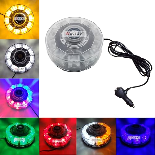 Miniatura 2 de 10 luces de advertencia parpadeante o baliza de montaje magnético Wecade para vehículos de emergencia, bomberos, alta intensidad, 30W, RojoAzul