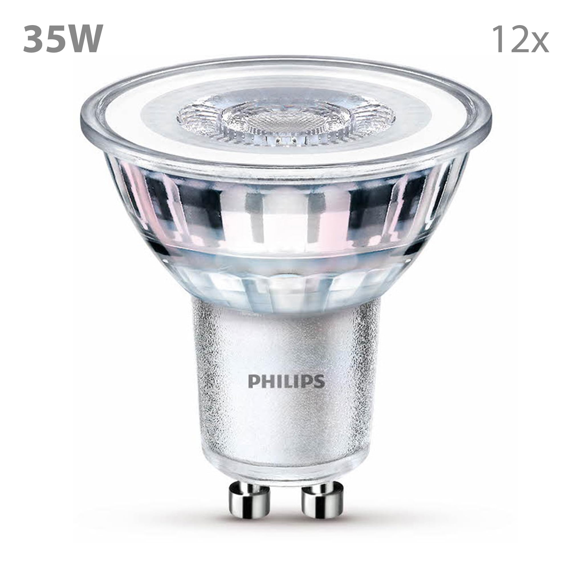 Philips Vorteilspaket - GU10 - LED Spot - 35W - Nicht Dimmbar - Warmweißes Licht - Set 12 Stück