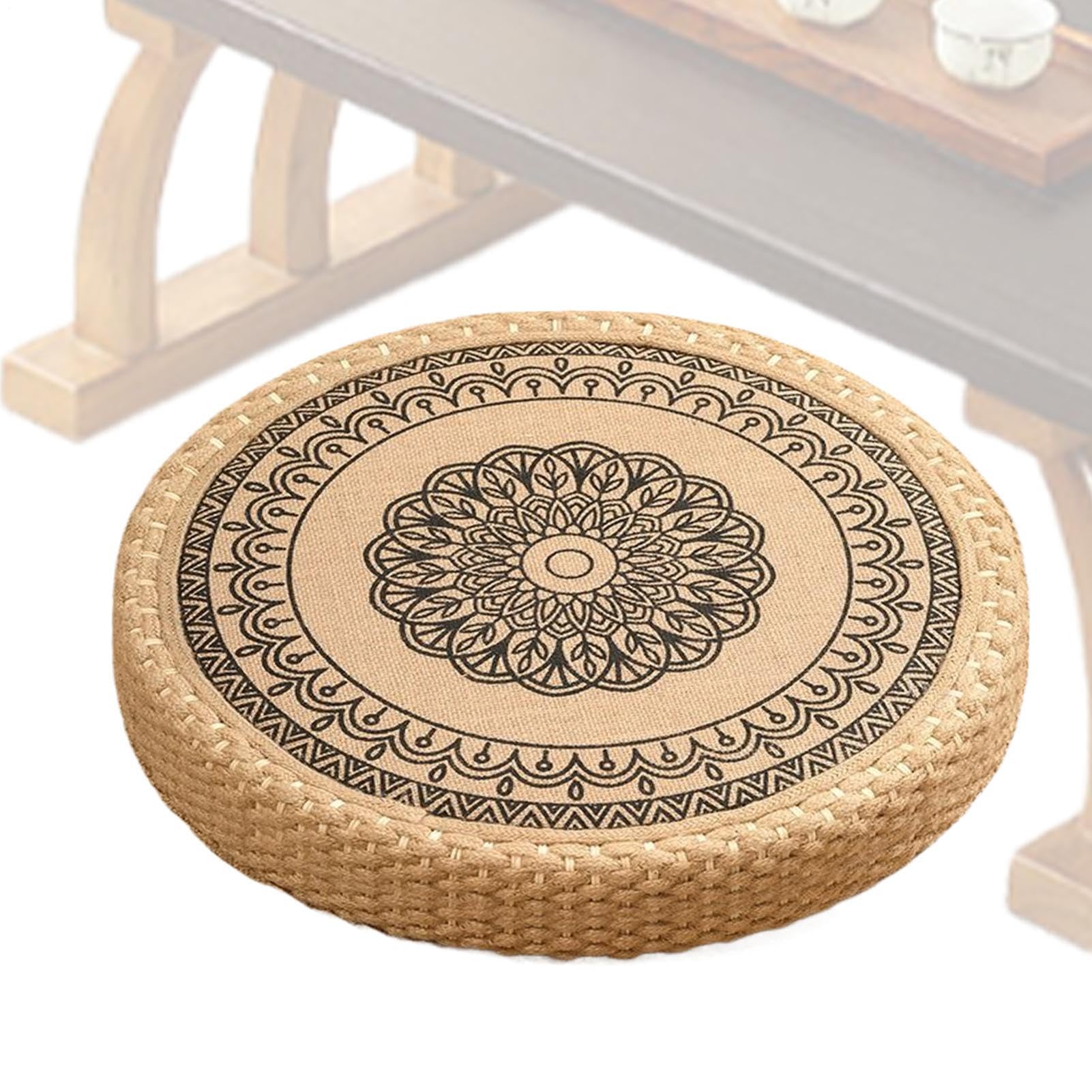 Cuscino per Meditazione Cuscino Rotondo Intrecciato a Mano per Sedute a | Seduta Morbida e Stabile per Yoga Soggiorno Meditazione