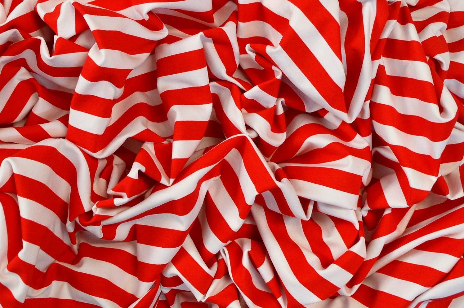 Brunswick Mills RED & WHITE SAILOR NAUTICAL STRIPE SINGLE JERSEY STRETCH FABRIC