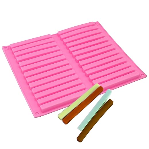 MoldBerry Silicone 26 Cavities Long Sticks Shape Silicone Chocolate Mold, Candy, Fondant Ice Cube Mould, Baking Molds DIY Bakeware Supplies, Bakeware, Cake Decorating Supplies (Multicolor-PK1)