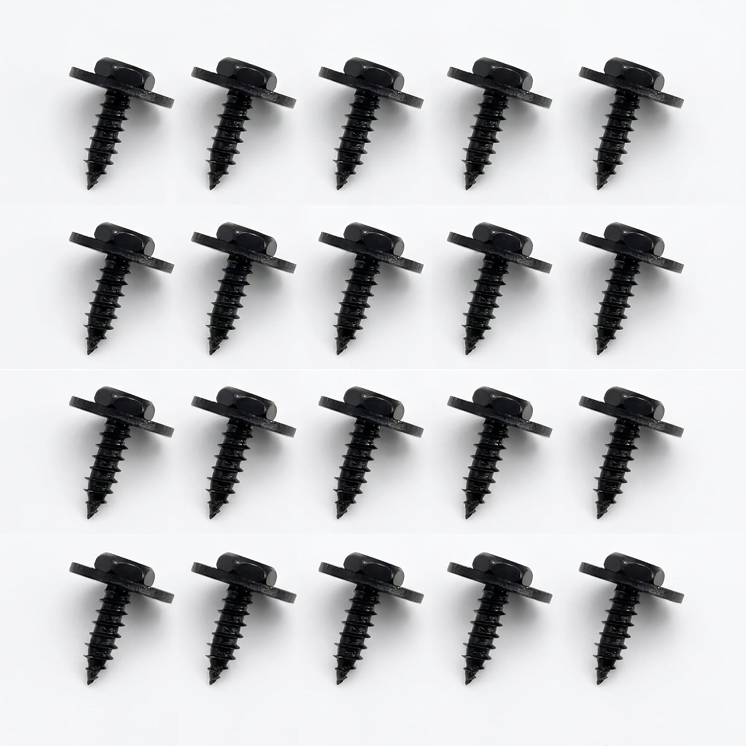 20 PCS Automotive Hex Head Self-tapping Screws, 0.18 x 0.74 Inches Black Zinc Coated Fasteners, Bumper Hood Trim Cover Bolts, Universal for Most Cars, Trucks, SUVs (Black)