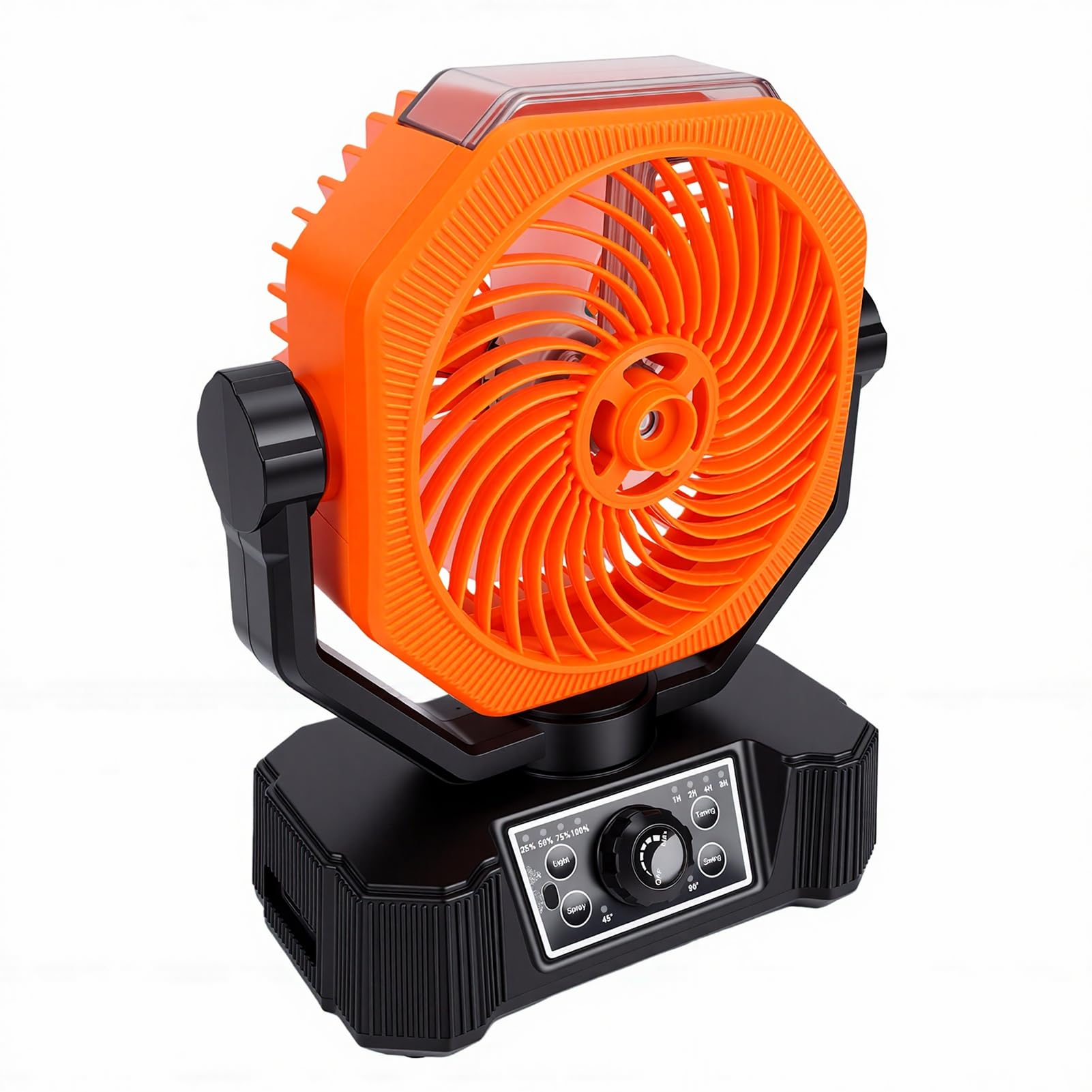 VBESTLIFE Ventilatore da Campeggio Nebulizzante, Pannello Solare con Scuotimento Automatico della Testa, Ventola di Raffreddamento a Basso Rumore con Luce LED, Alimentato a Batteria da 10000 MAh per