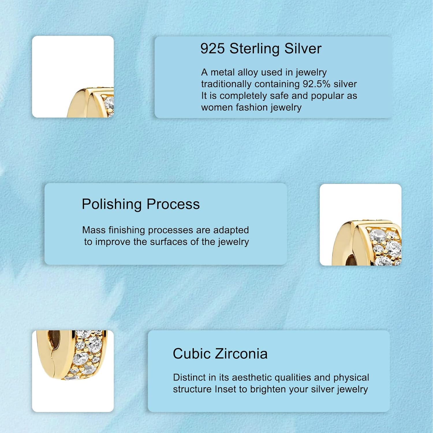 Gold Clip x 2 Charms for Bracelets 925 Sterling Silver Dangle Pendants Beads Jewelry for Women - Image 3