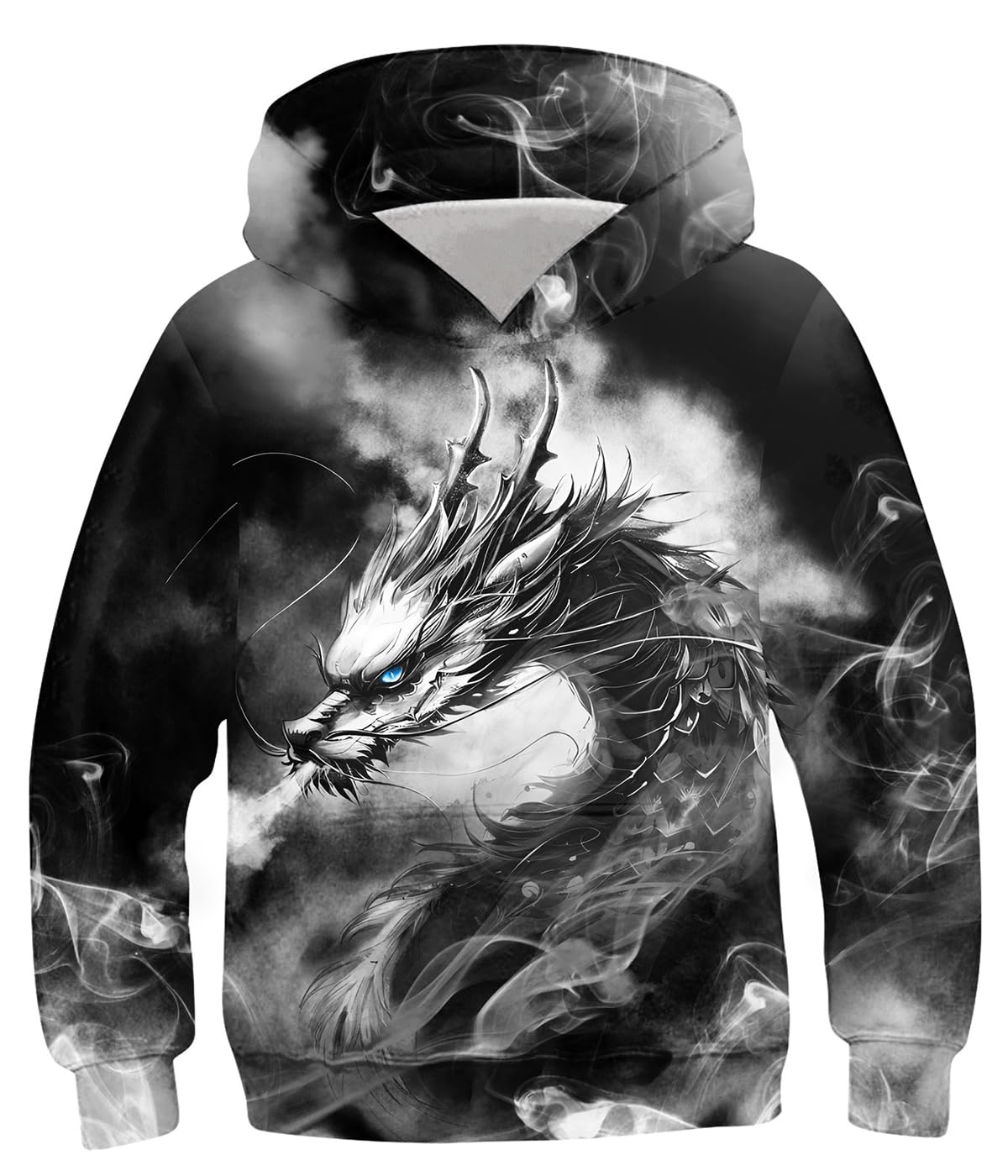 TUONROAD Kids Novelty Fashion Hoodies 6-7 Years Boys Cool 3D Pattern Grey Dragon Pullover Sweatshirts for Little Boy's Long Sleeve Fall Winter Hooded Running Sport Clothing With Pocket for Vacation