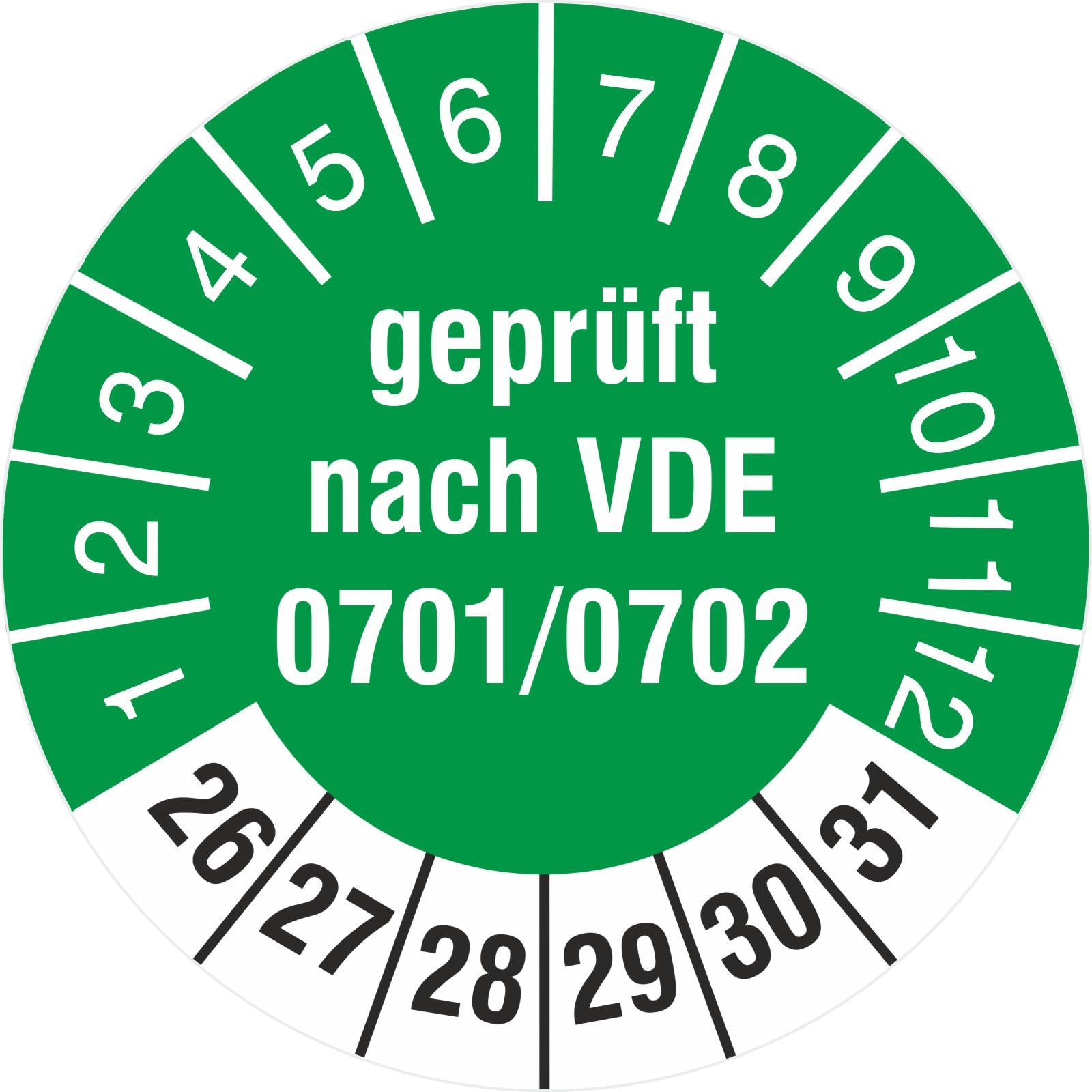 1000 Stück geprüft nach VDE 0701/0702 Prüfetiketten/Prüfplaketten 30 mm rund 2022-27