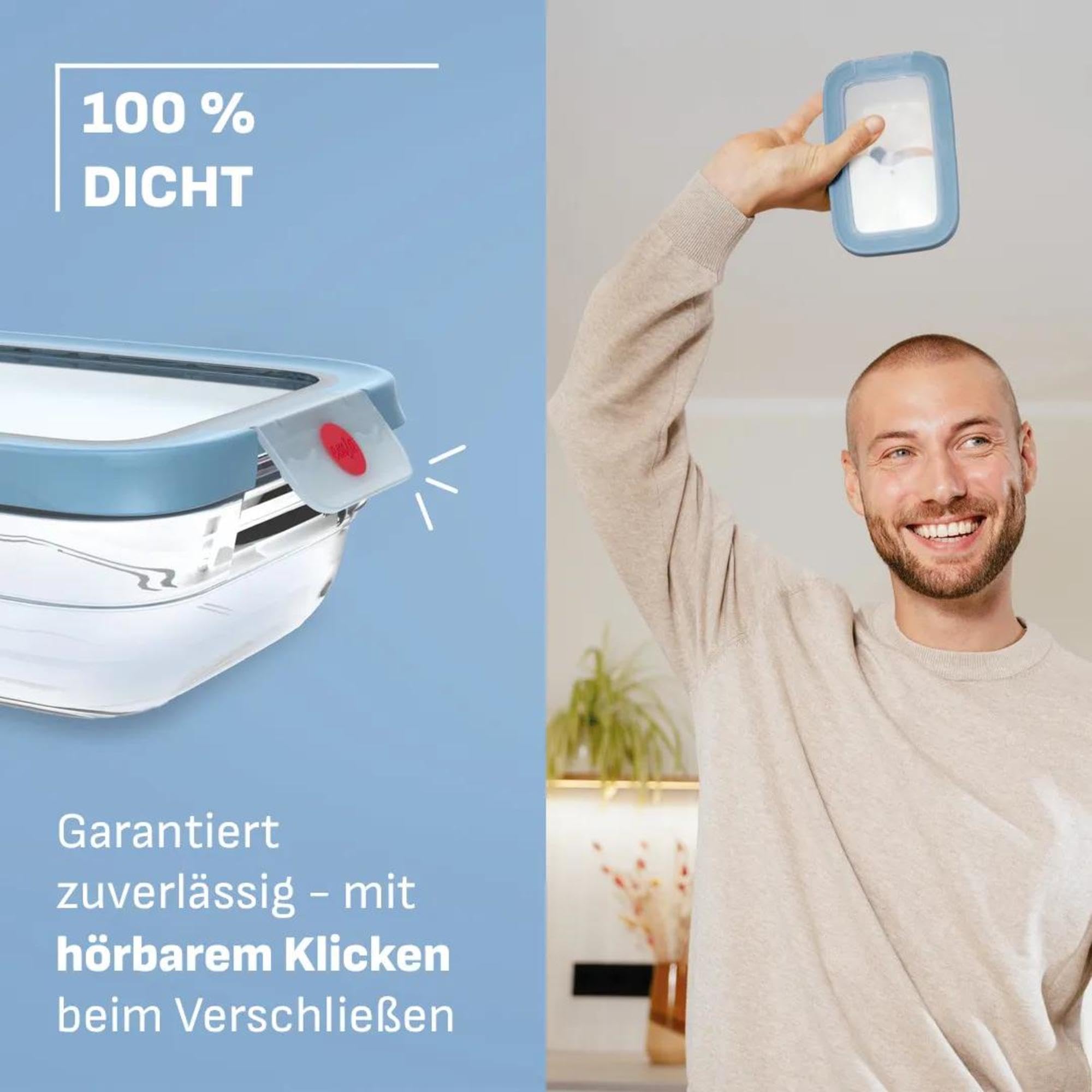 EMSA OneClick Glas Set 6-tlg. Lebensmittelaufbewahrungsboxen, Food storage