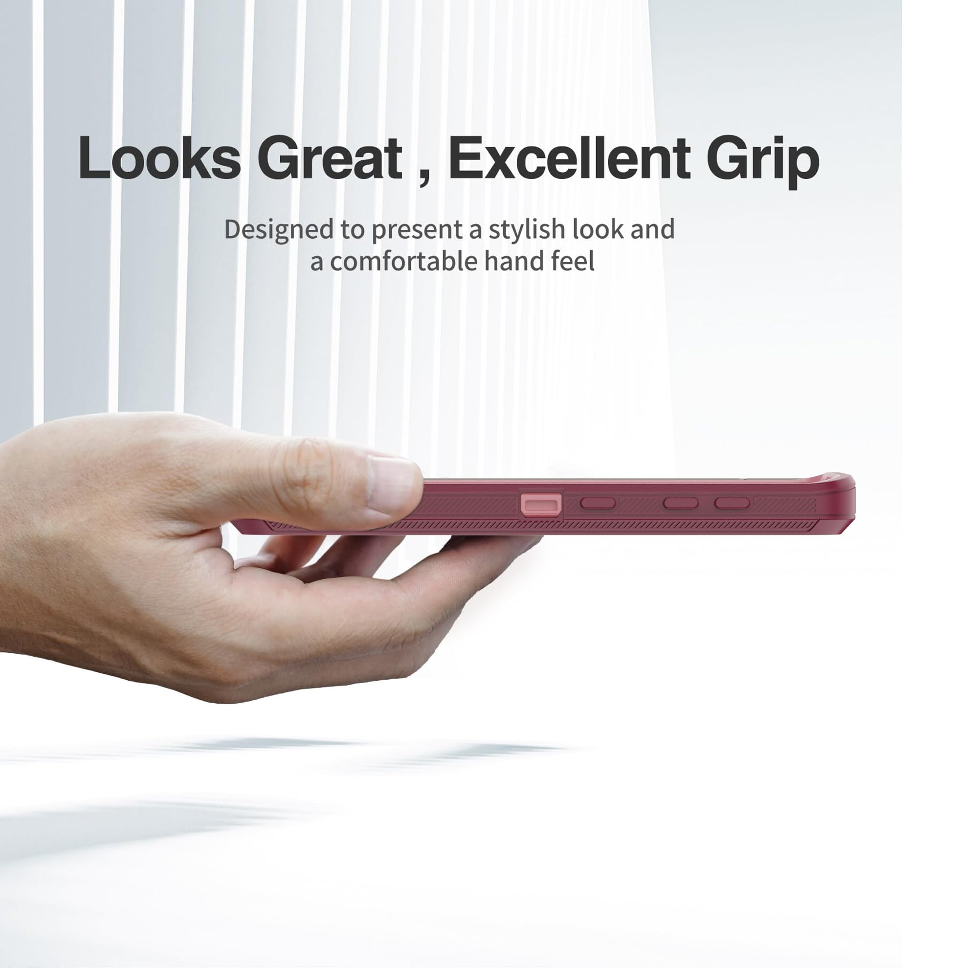 Funda para Galaxy S22 5G, funda protectora resistente con [3 capas] funda de protección de goma resistente a prueba de golpes para Samsung Galaxy S22 (rojo vino/rosa)