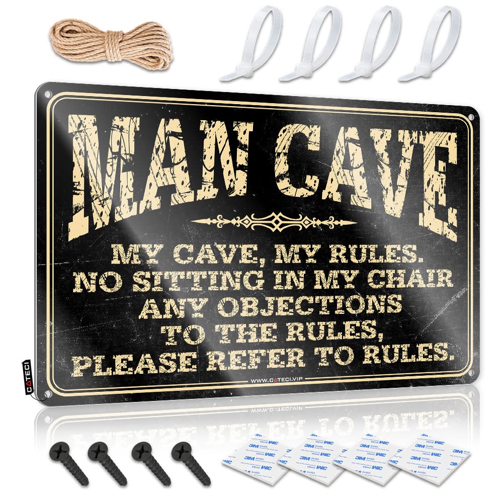 Tin Signs For Garage Man Cave Rules Sign Funny Desk Signs Mancave Signs And Decor(30X40CM)