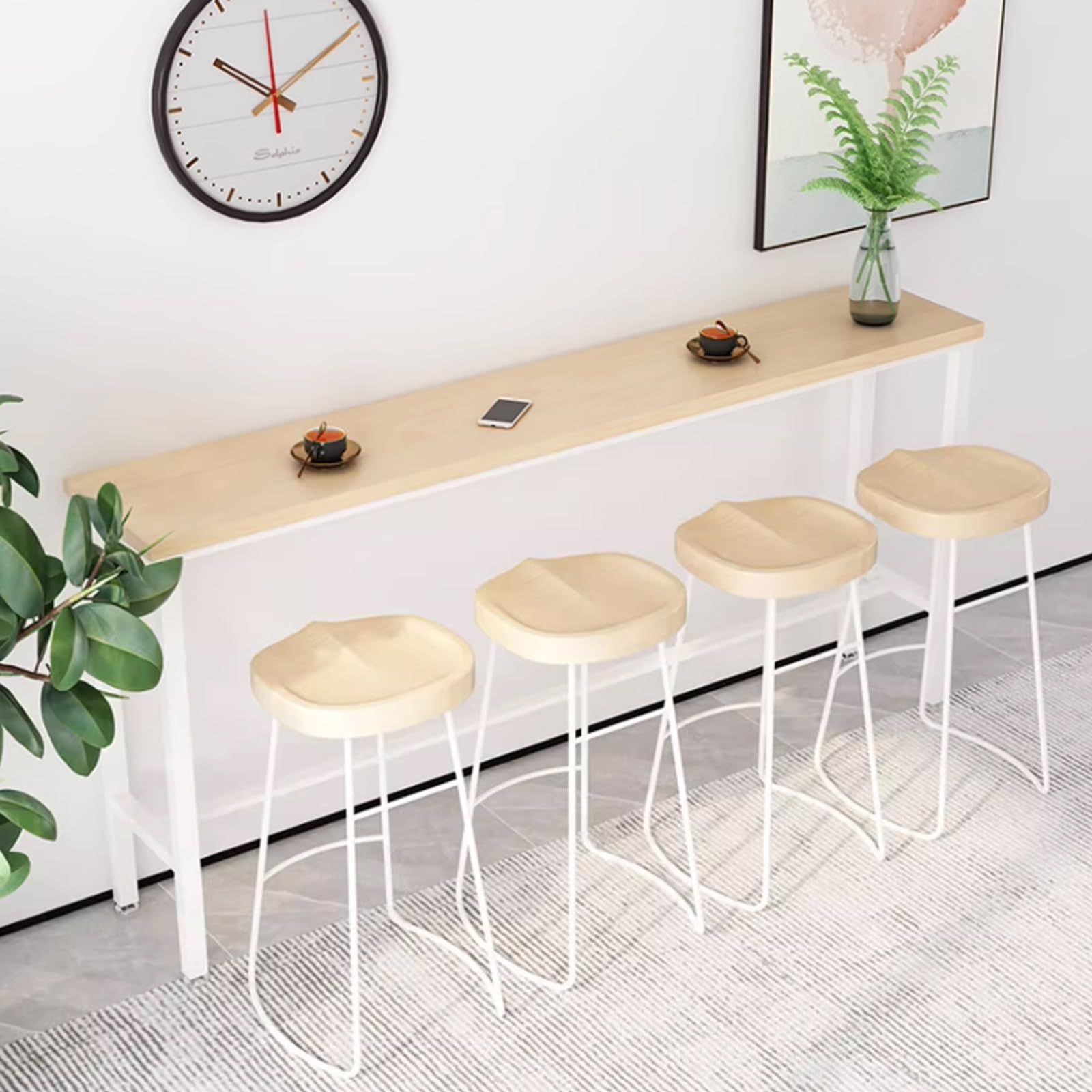 Table de comptoir haute en pin pour un petit-déjeuner gain de place