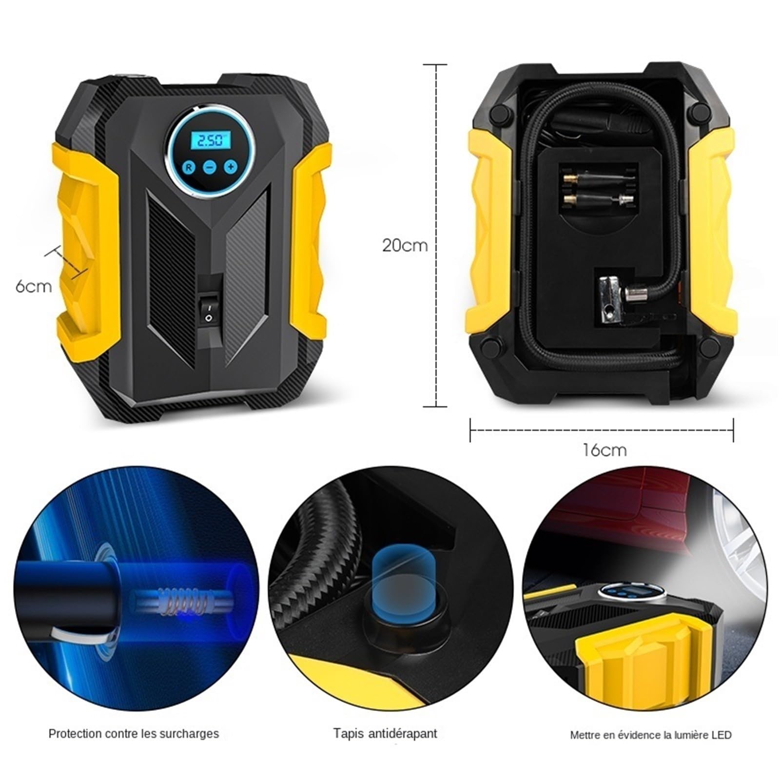 Compresores de Aire portátiles Compresor de Aire portátil para automóvil, Bomba de inflado de neumáticos Digital, lámpara LED, compresor para Motocicleta y Coche Inflador Ruedas Coche