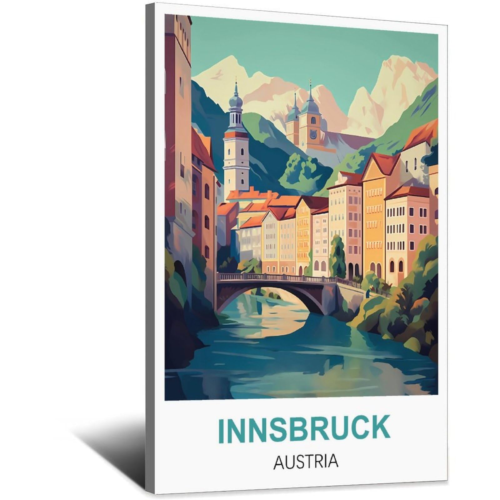 Ipuzou Frame-Style Innsbruck Austria Vintage Travel Poster 08X12inch(20X30cm) Canvas Wall Decor, Wall Art Posters Prints Paintings Pictures For Living Room