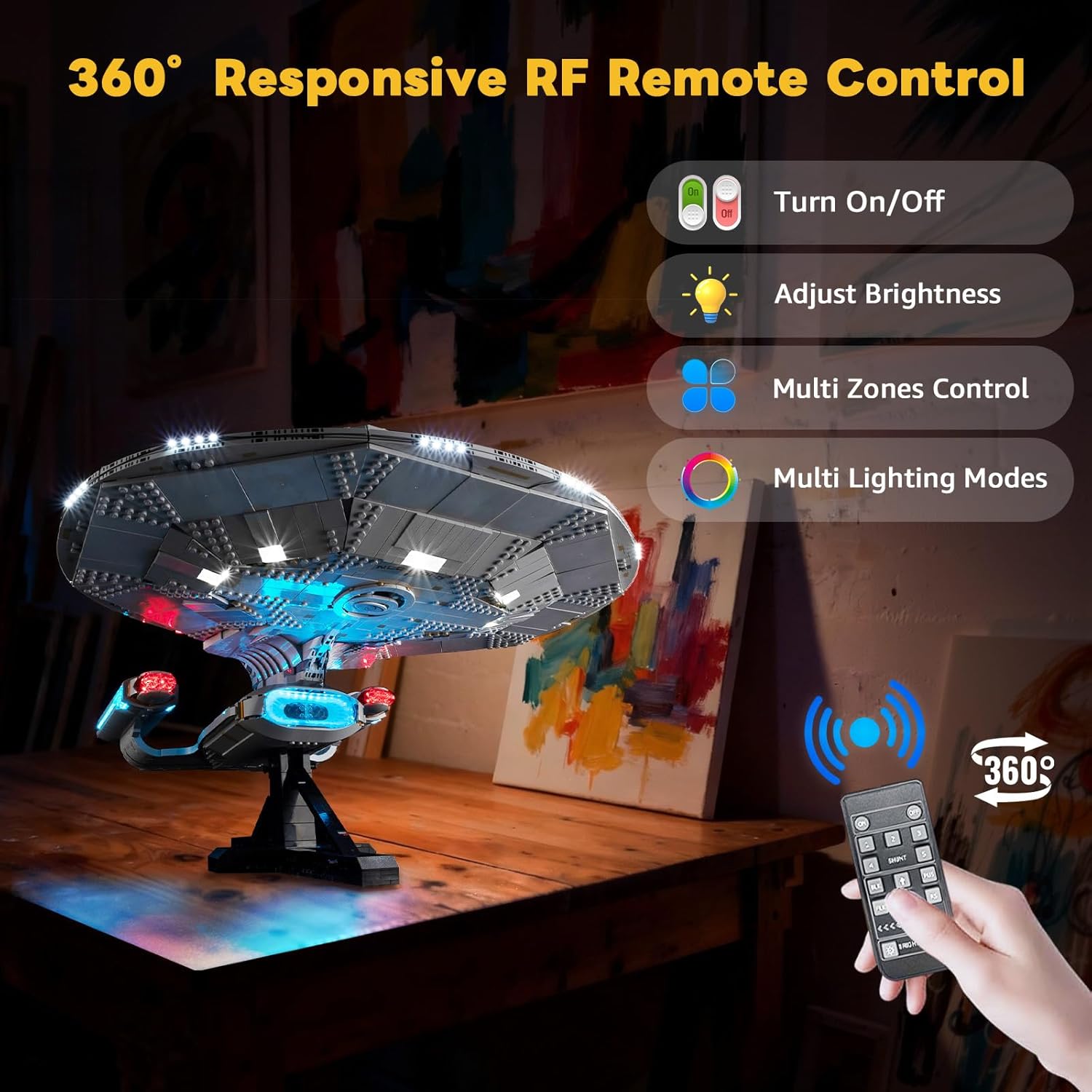 Kyglaring LED Light Kit Compatible with Lego U.S.S. Enterprise NCC-1701-D 10356 Building Blocks, Upgrade Remote Control, Lights Only, Model Set Not Included