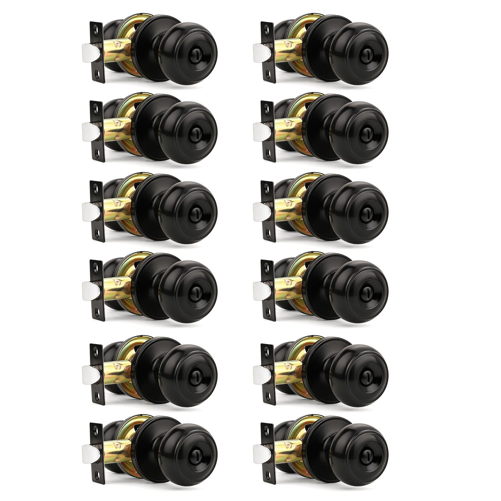 Orger 10 Pack Matte Black Privacy Door Knobs Interior, Classic Round Shape Bedroom Doorknobs with Lock, Keyless Modern Design Door Lockset for Bathroom and Bedroom â image 1